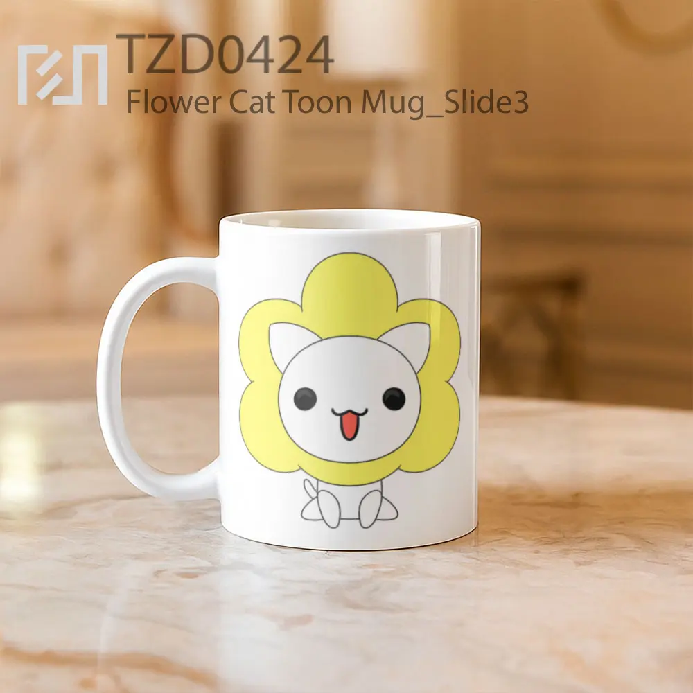 Flower Cat Toon Mug - All-side / Desain