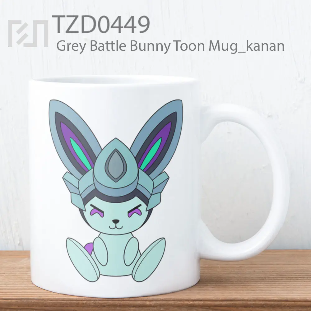 Grey Battle Bunny Toon Mug