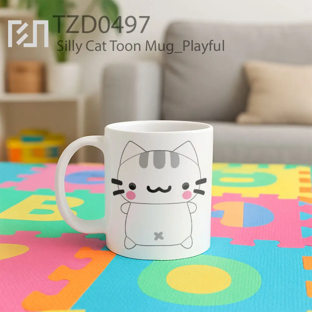 Silly Cat Toon Mug - All-side / Desain