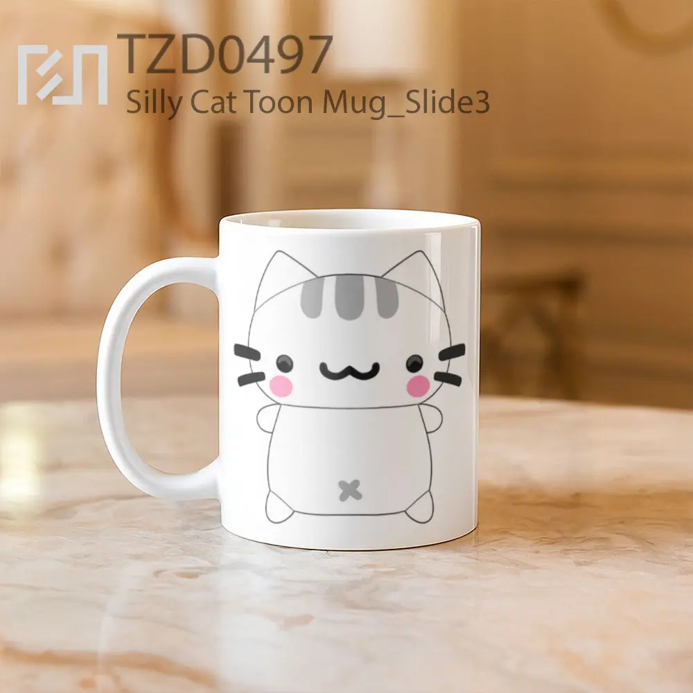 Silly Cat Toon Mug - All-side / Desain