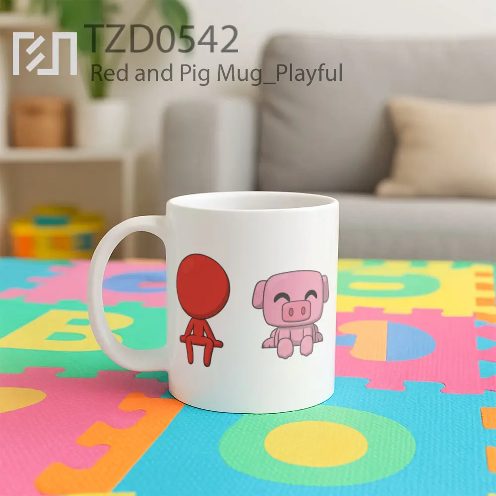 Red and Pig Mug - All-side / Desain
