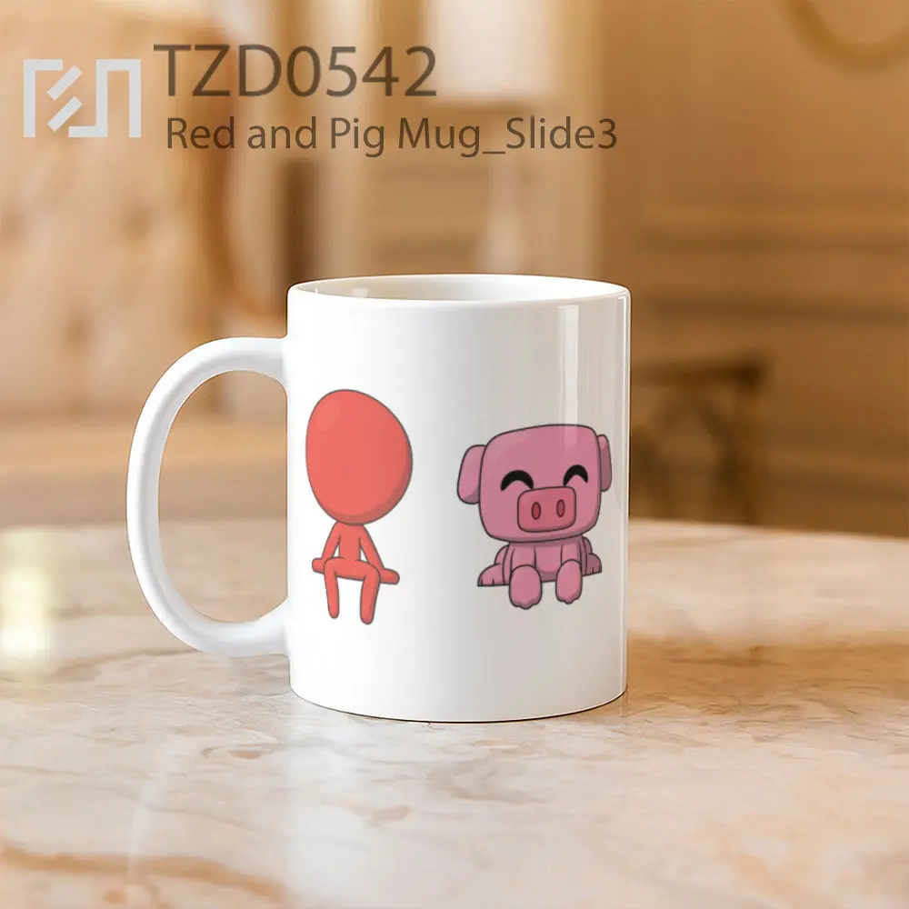 Red and Pig Mug - All-side / Desain