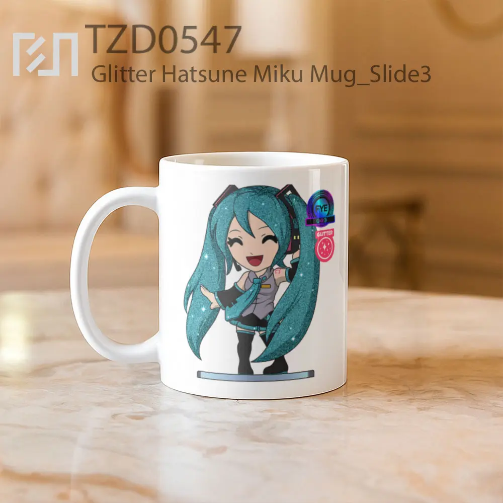 Glitter Hatsune Miku Mug - All-side / Desain