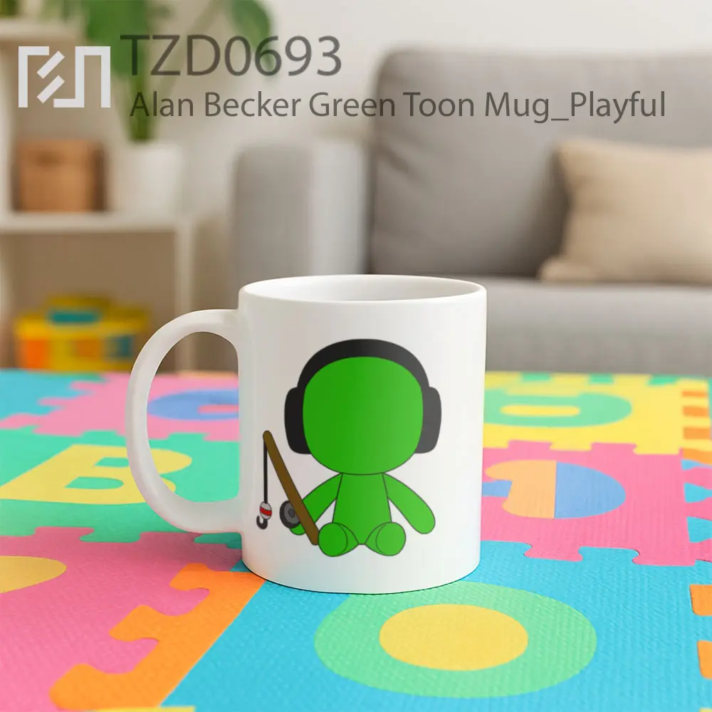 Alan Becker Green Toon Mug - All-side / Desain