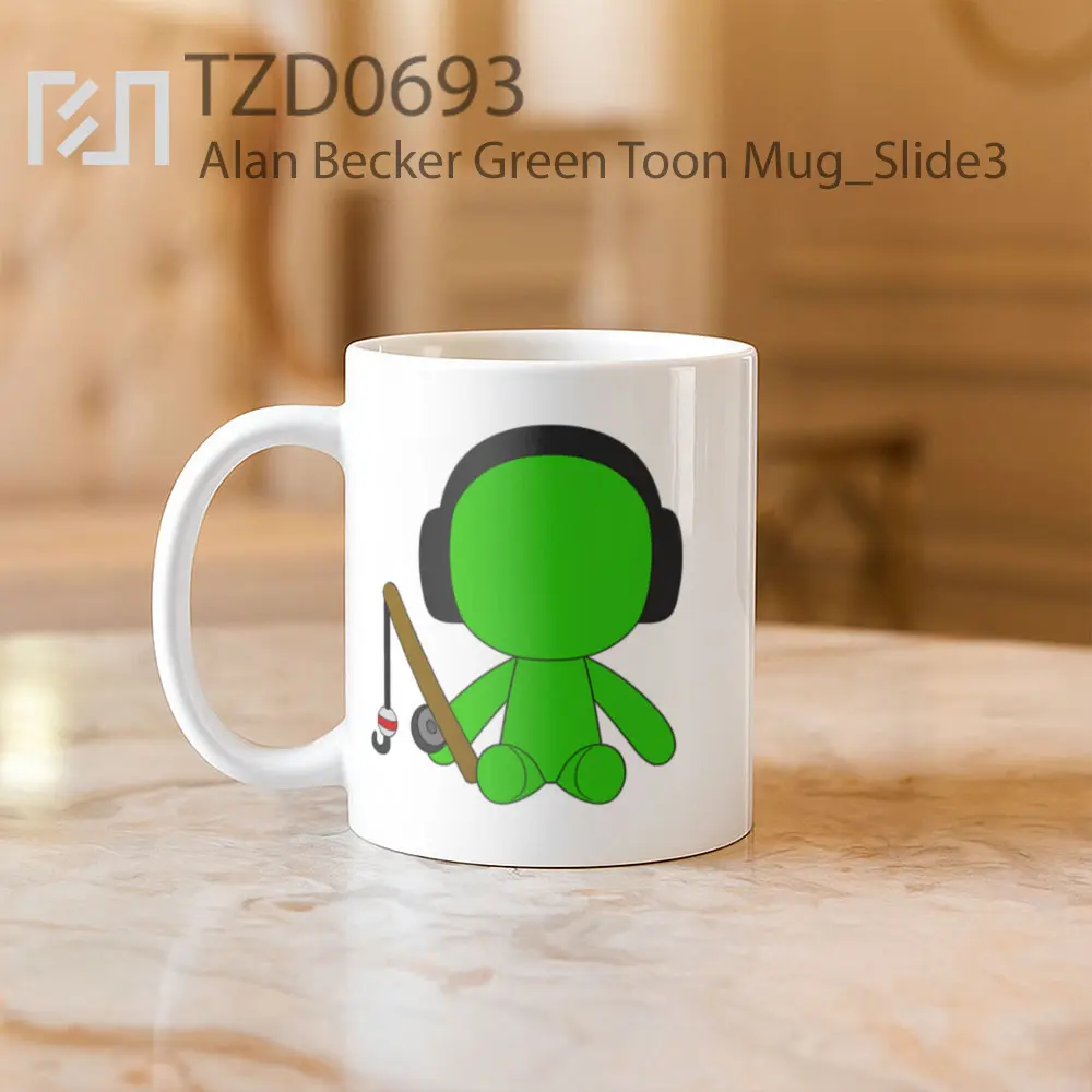 Alan Becker Green Toon Mug - All-side / Desain