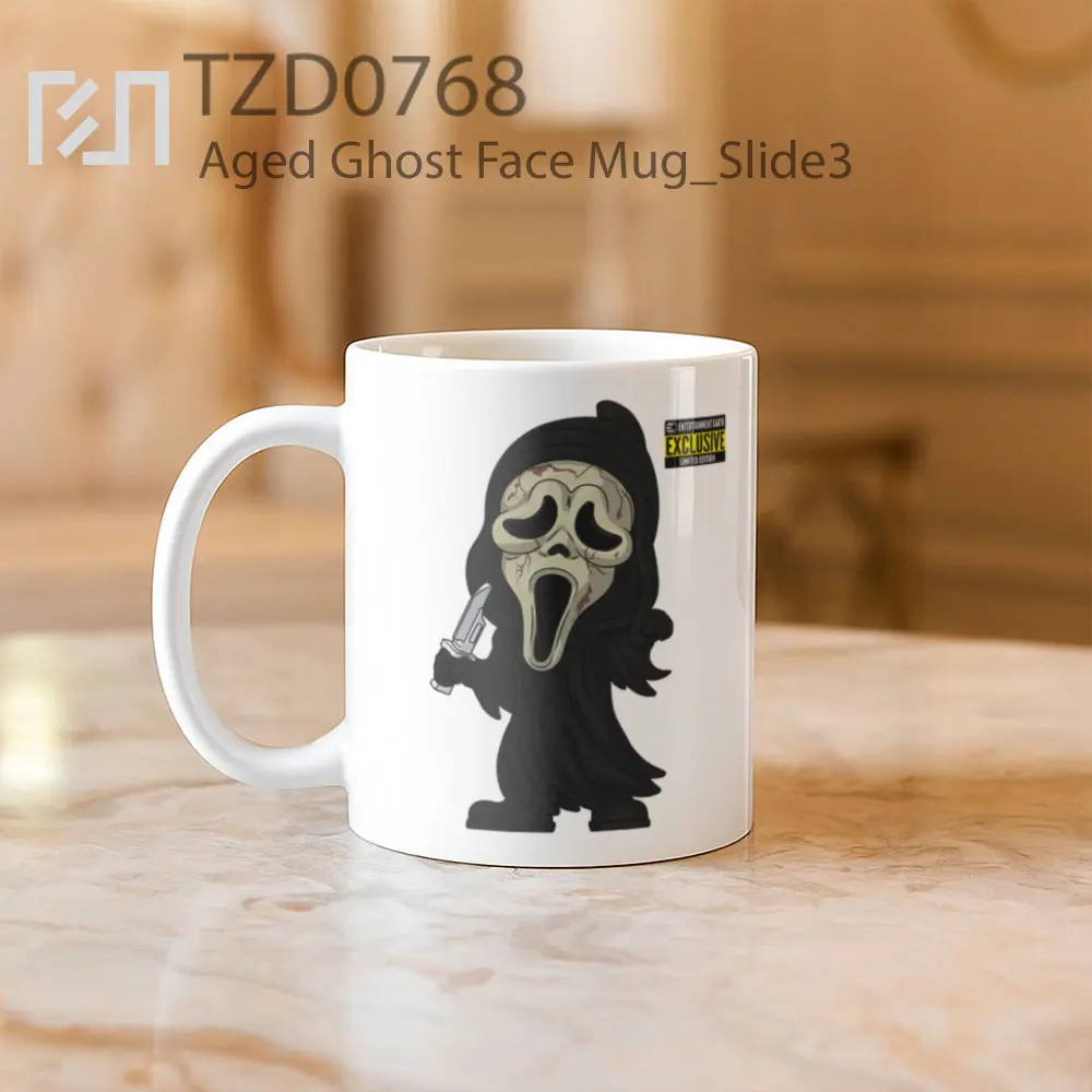 Aged Ghost Face Mug - All-side / Desain