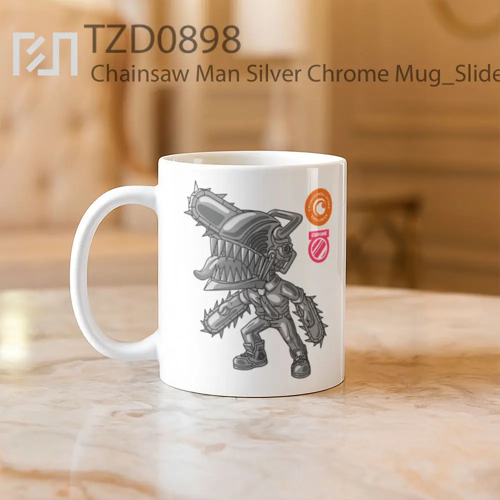 Chainsaw Man Silver Chrome Mug - All-side / Desain