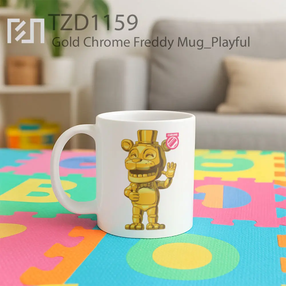 Gold Chrome Freddy Mug - All-side / Desain