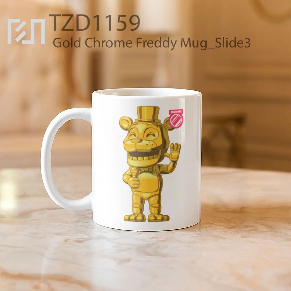 Gold Chrome Freddy Mug - All-side / Desain
