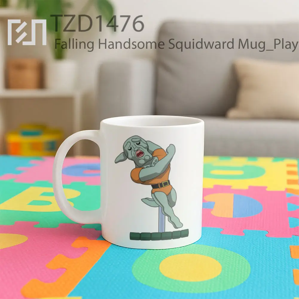 Falling Handsome Squidward Mug - All-side / Desain