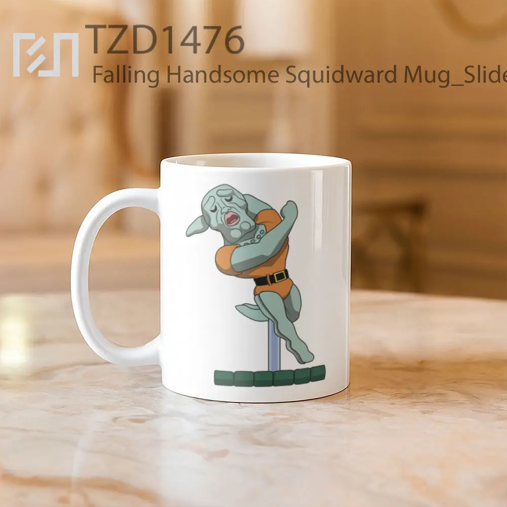 Falling Handsome Squidward Mug - All-side / Desain