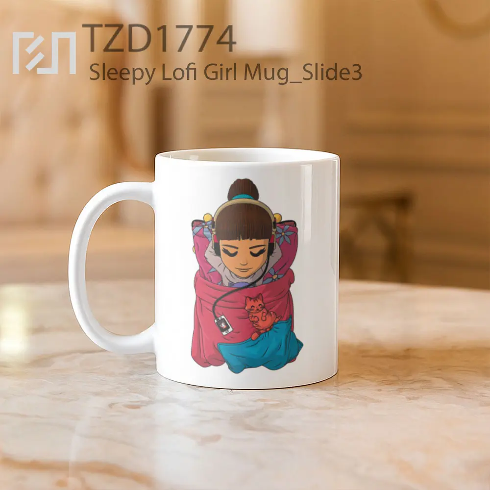 Sleepy Lofi Girl Mug - All-side / Desain