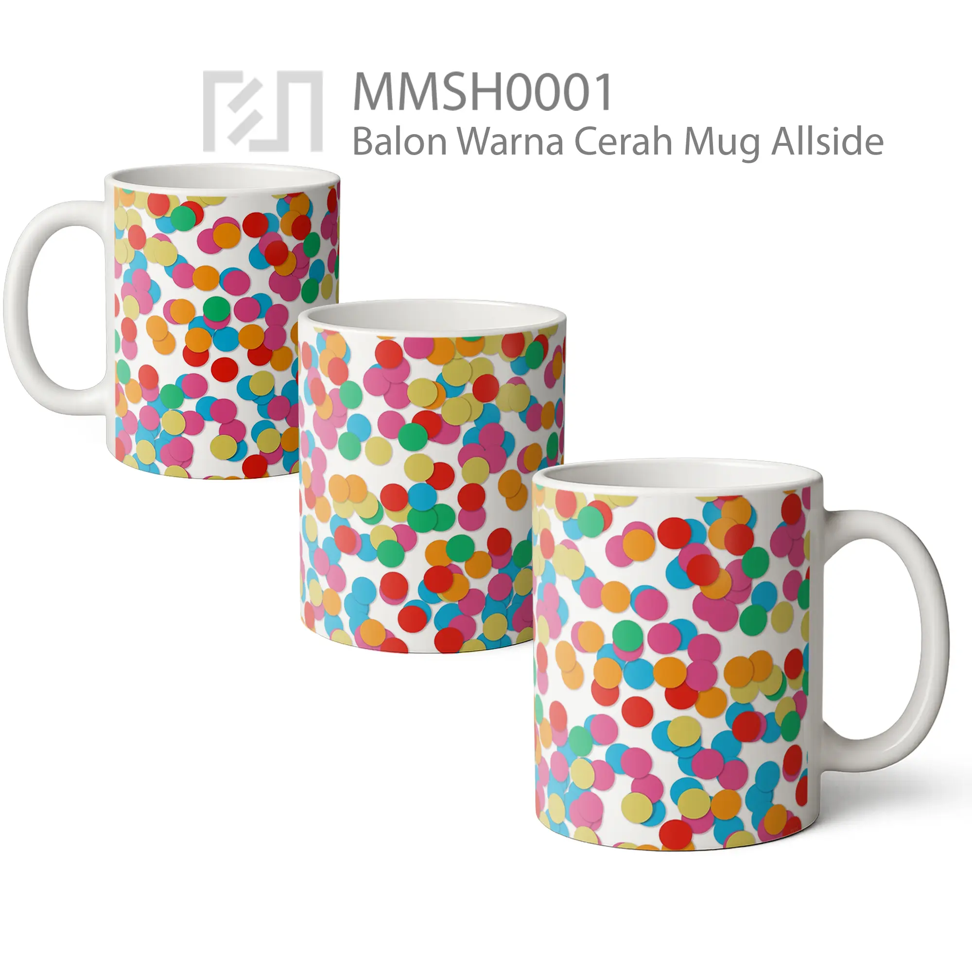 MMSH0001 Balon Warna Cerah Mug - All-side / Desain