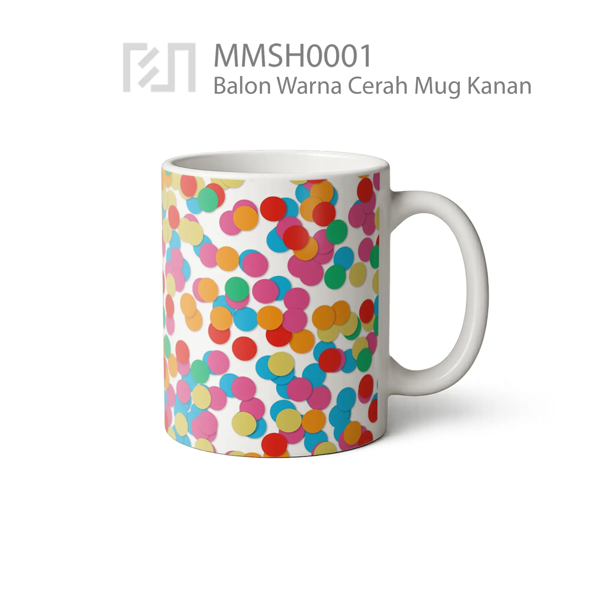 MMSH0001 Balon Warna Cerah Mug - Tampak Kanan