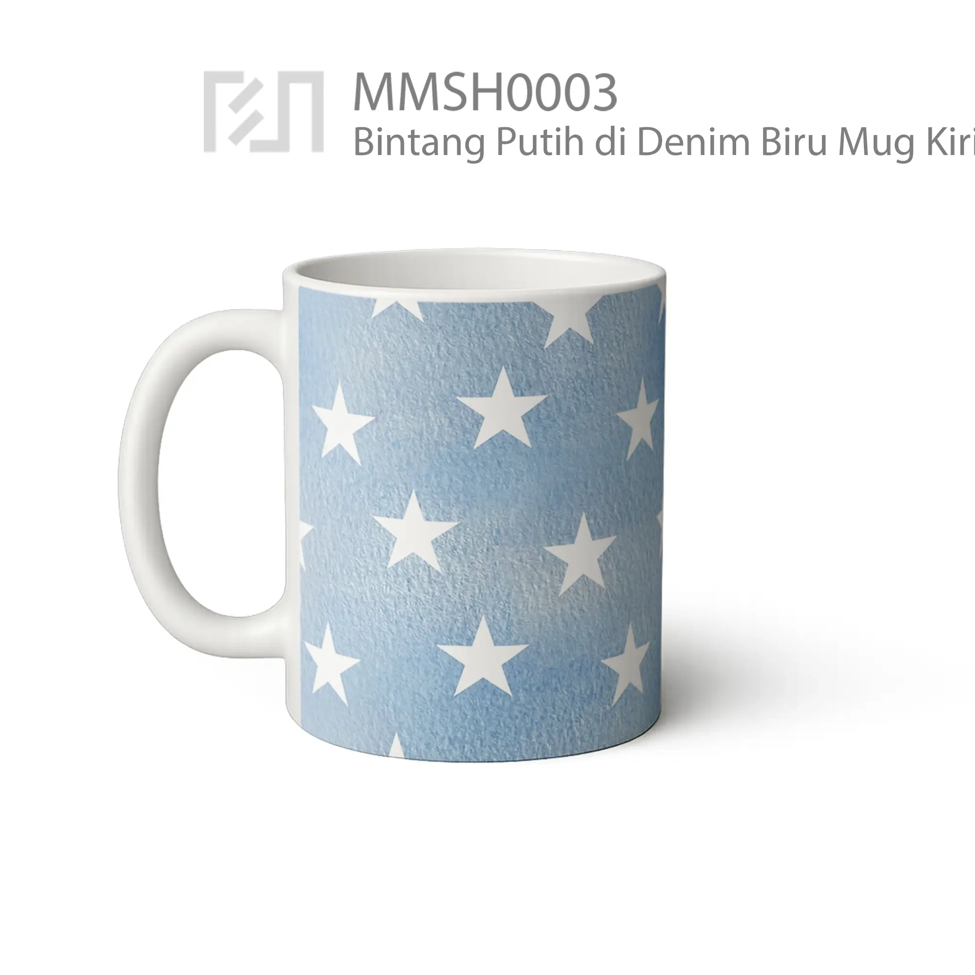 MMSH0003 Bintang Putih di Denim Biru Mug