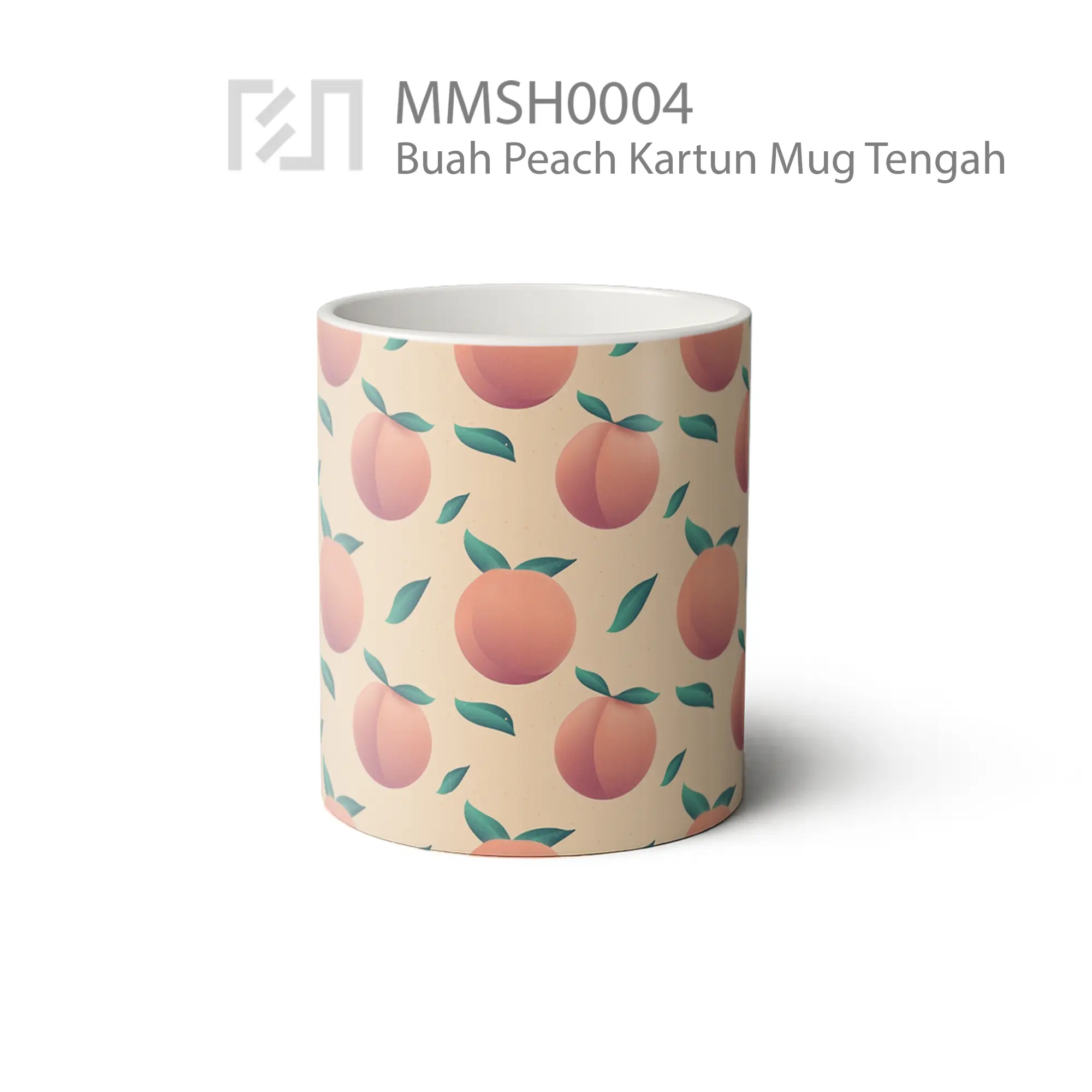 MMSH0004 Buah Peach Kartun Mug - Tampak Tengah