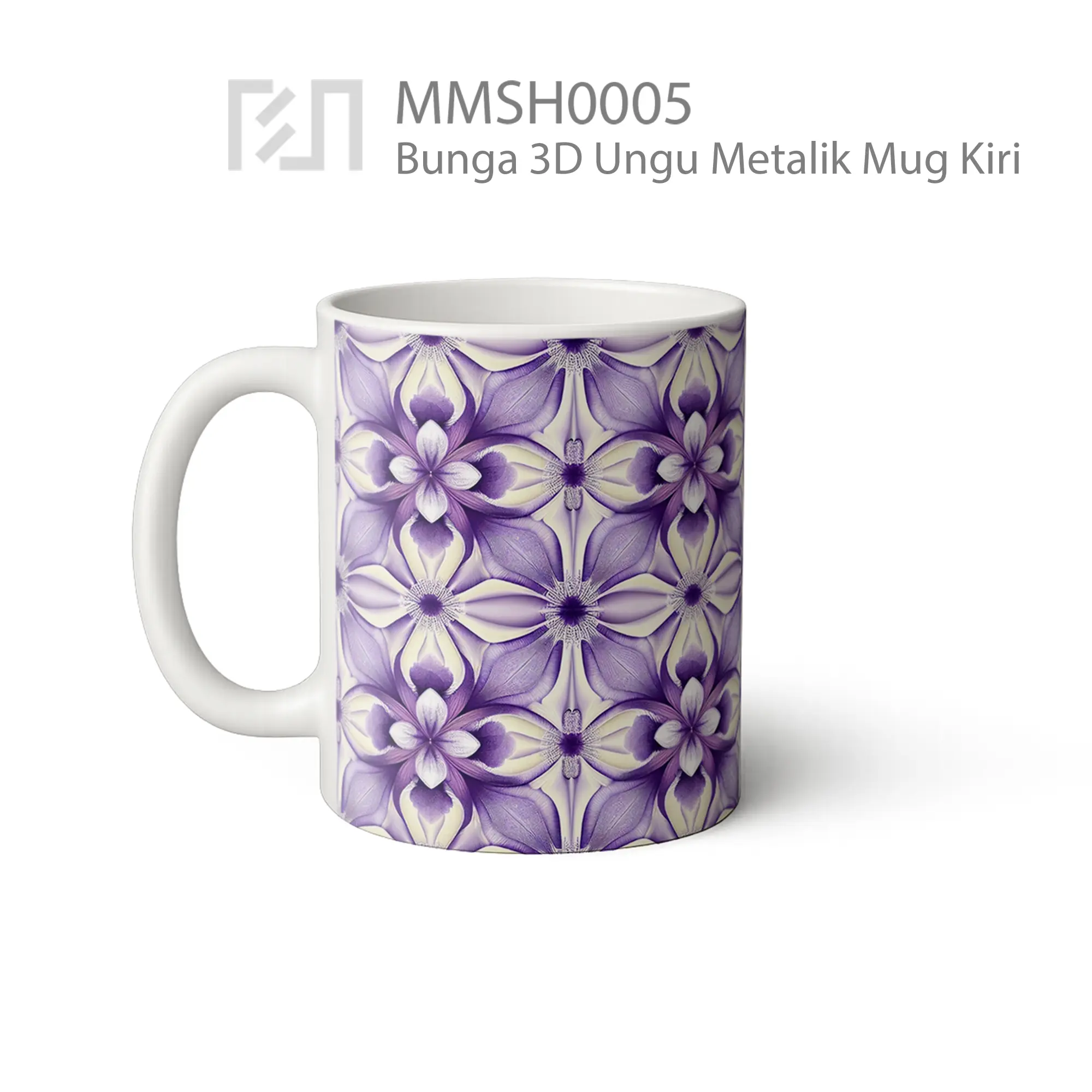 MMSH0005 Bunga 3D Ungu Metalik Mug