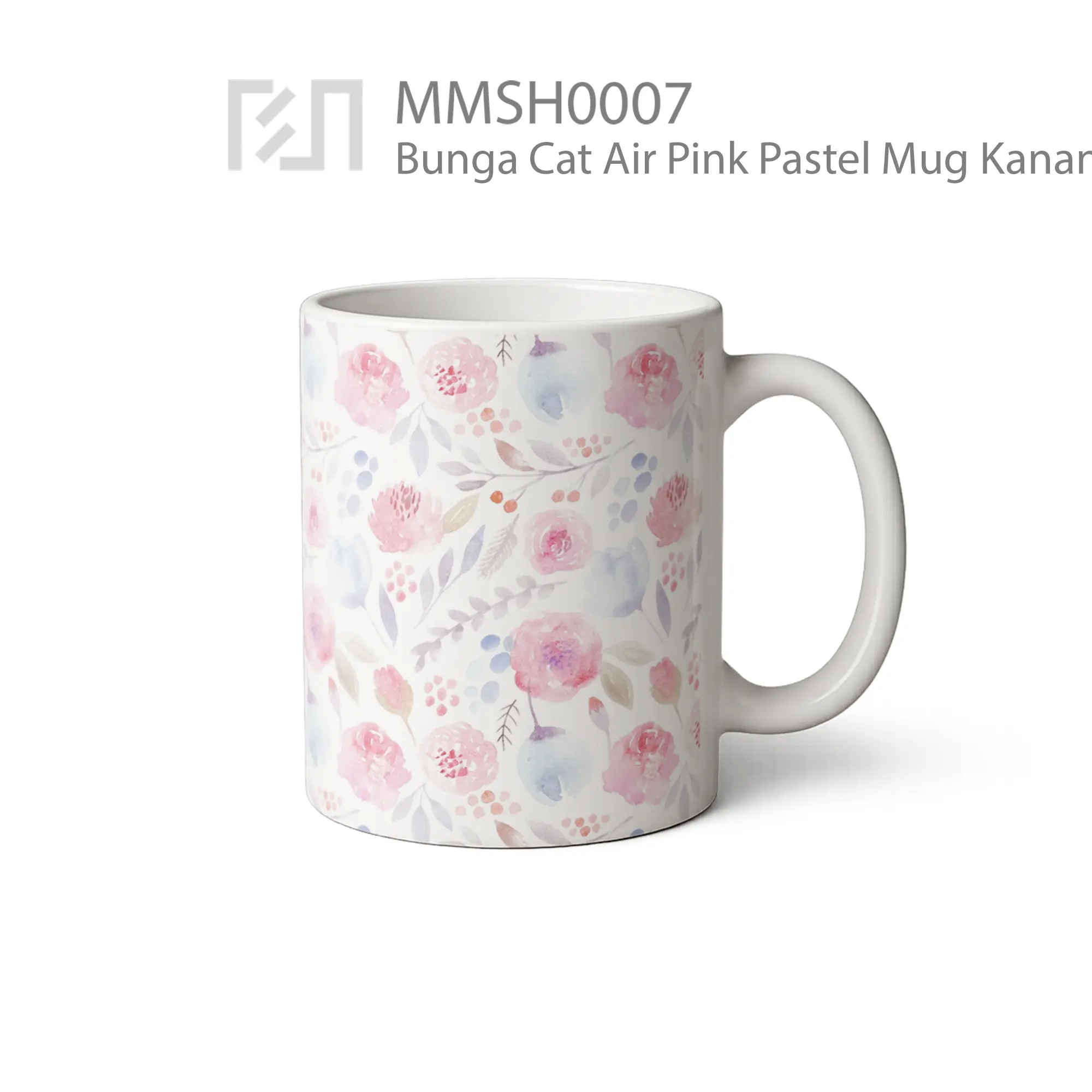 MMSH0007 Bunga Cat Air Pink Pastel Mug - Tampak Kanan