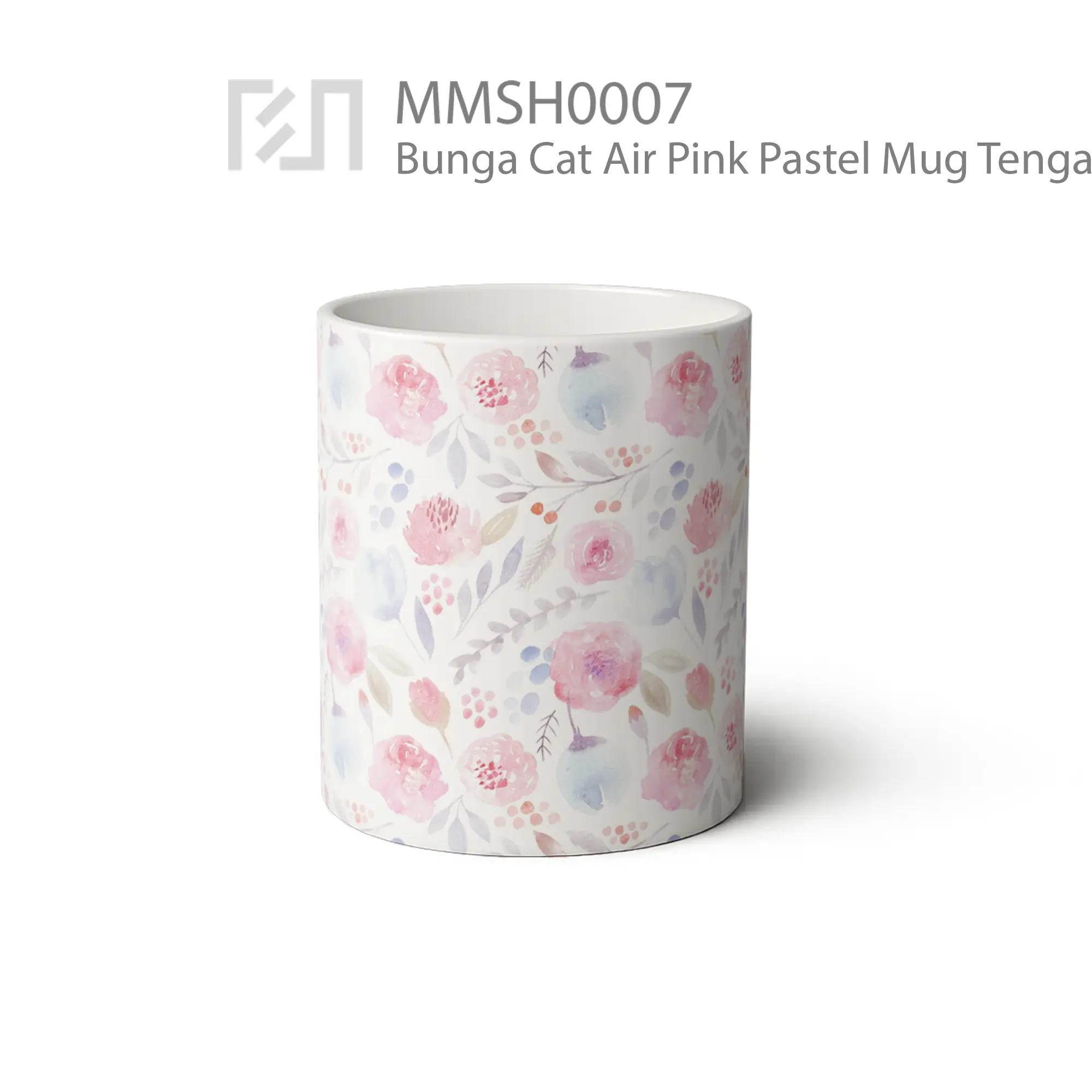 MMSH0007 Bunga Cat Air Pink Pastel Mug - Tampak Tengah