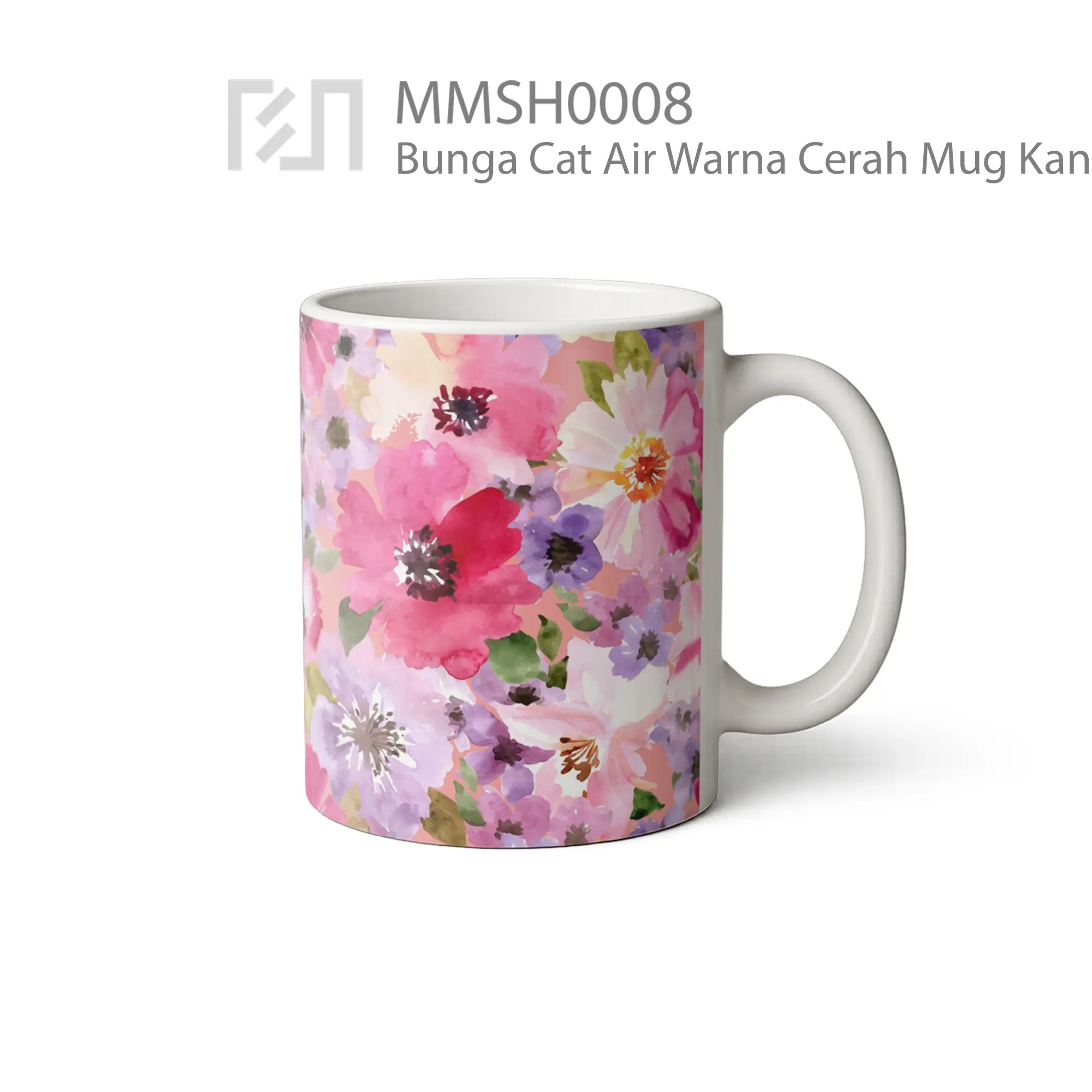 MMSH0008 Bunga Cat Air Warna Cerah Mug - Tampak Kanan