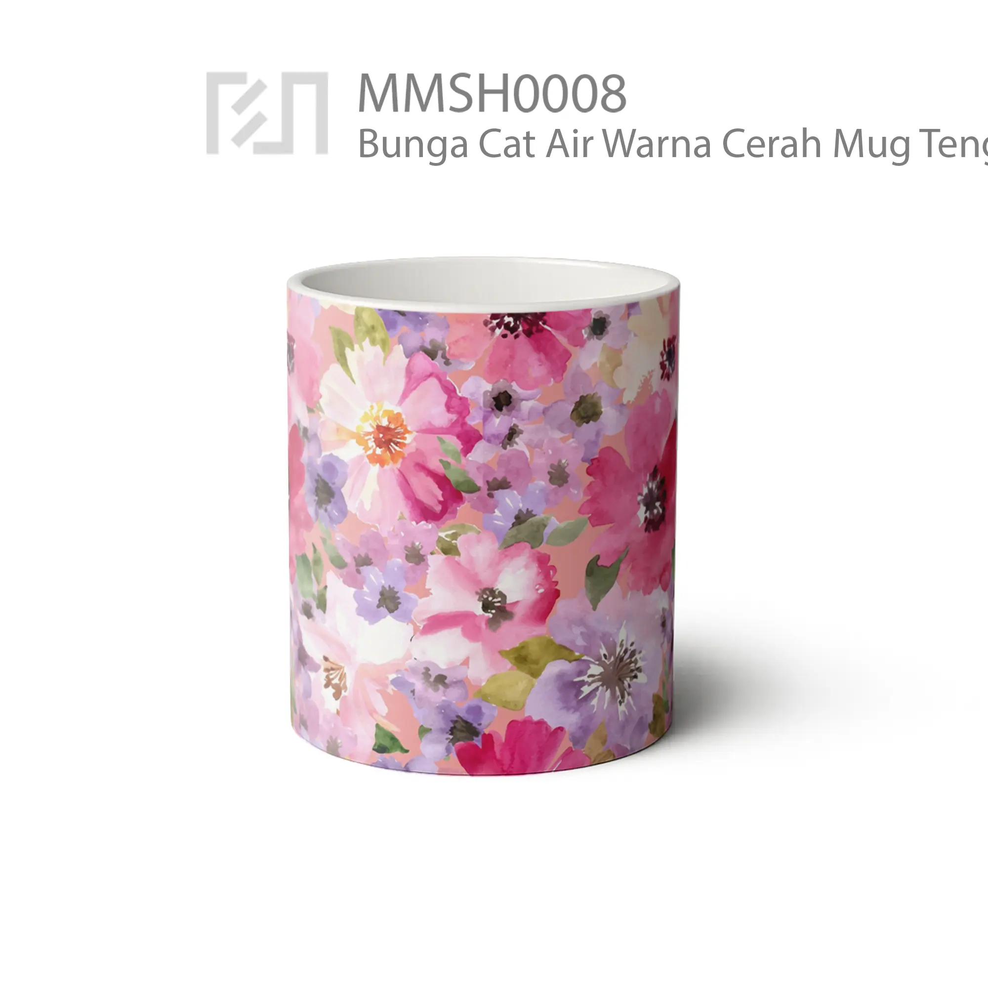 MMSH0008 Bunga Cat Air Warna Cerah Mug - Tampak Tengah