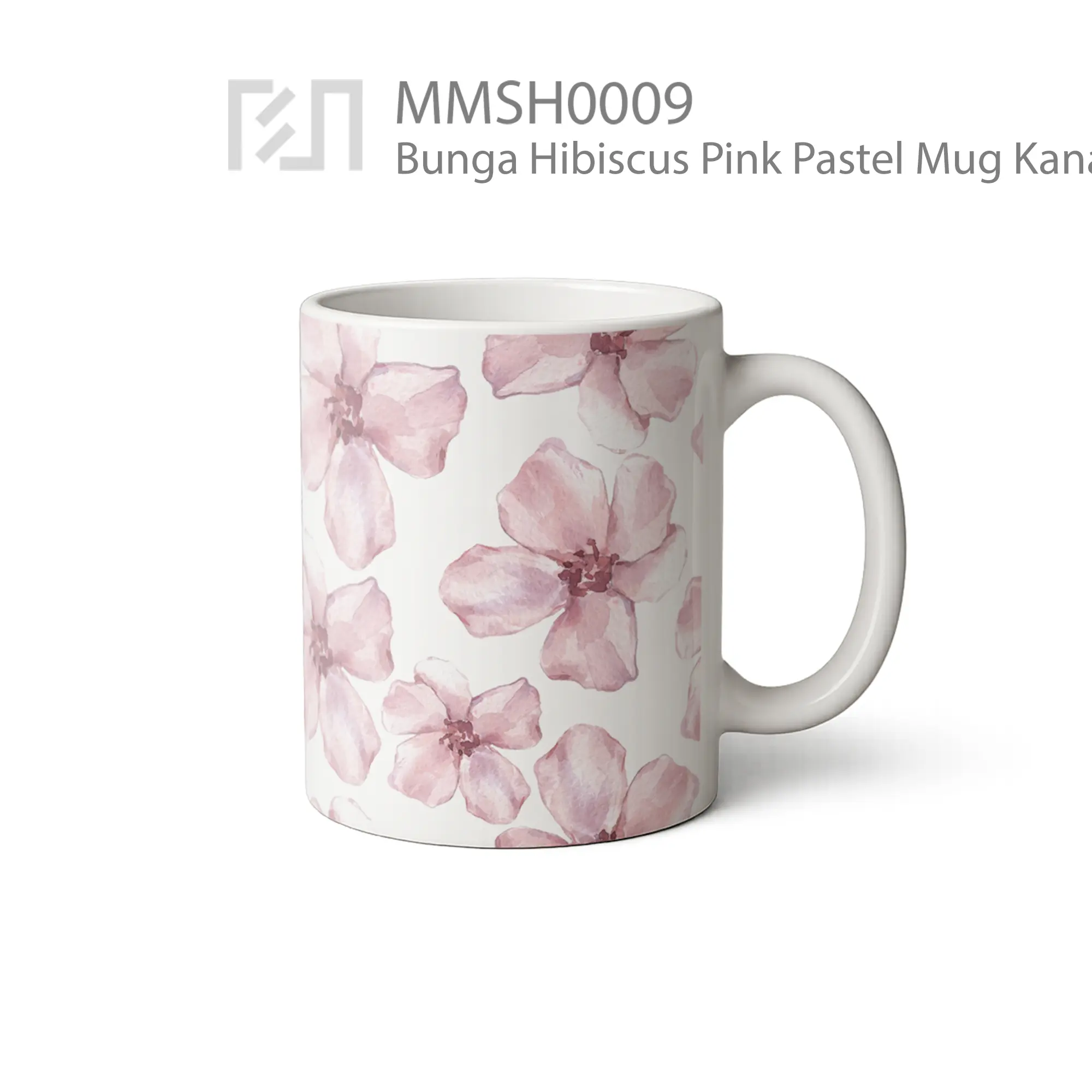 MMSH0009 Bunga Hibiscus Pink Pastel Mug - Tampak Kanan