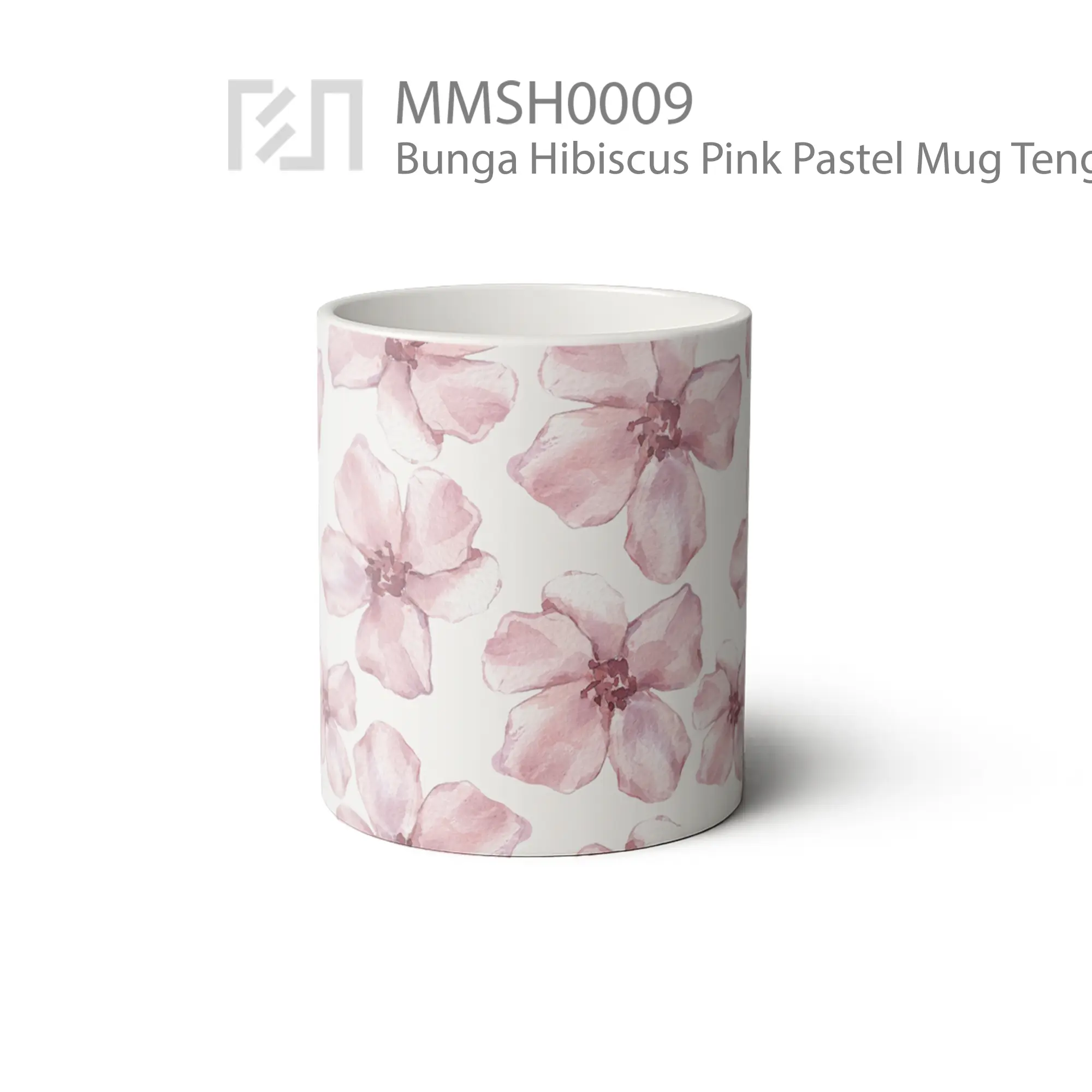 MMSH0009 Bunga Hibiscus Pink Pastel Mug - Tampak Tengah