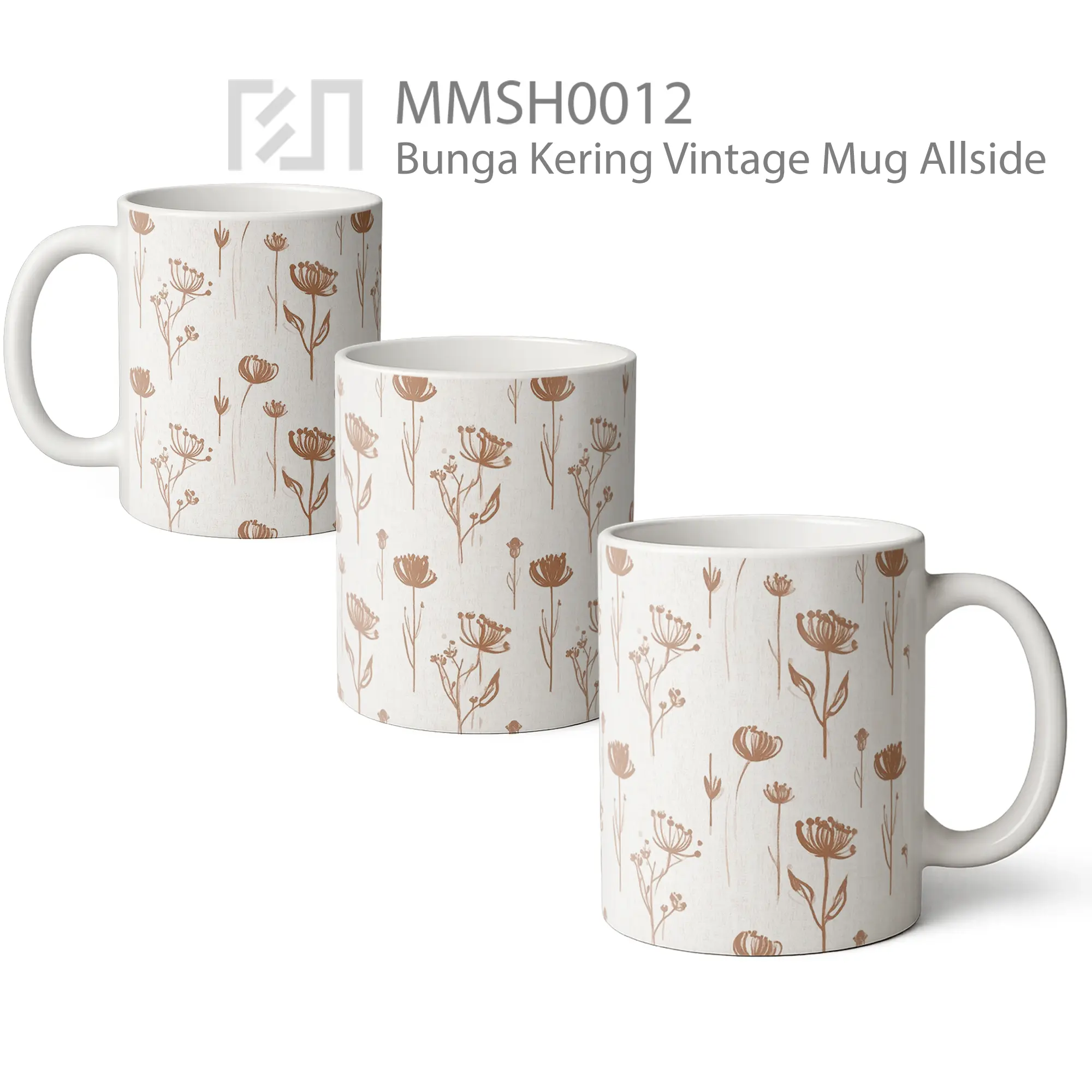 MMSH0012 Bunga Kering Vintage Mug - All-side / Desain
