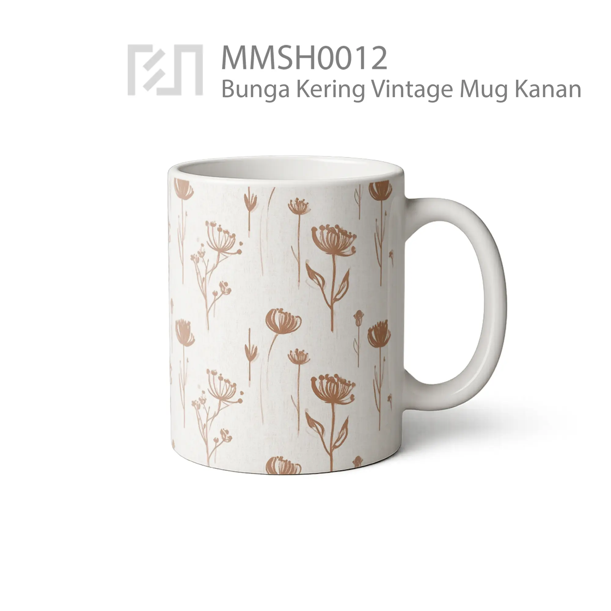 MMSH0012 Bunga Kering Vintage Mug - Tampak Kanan