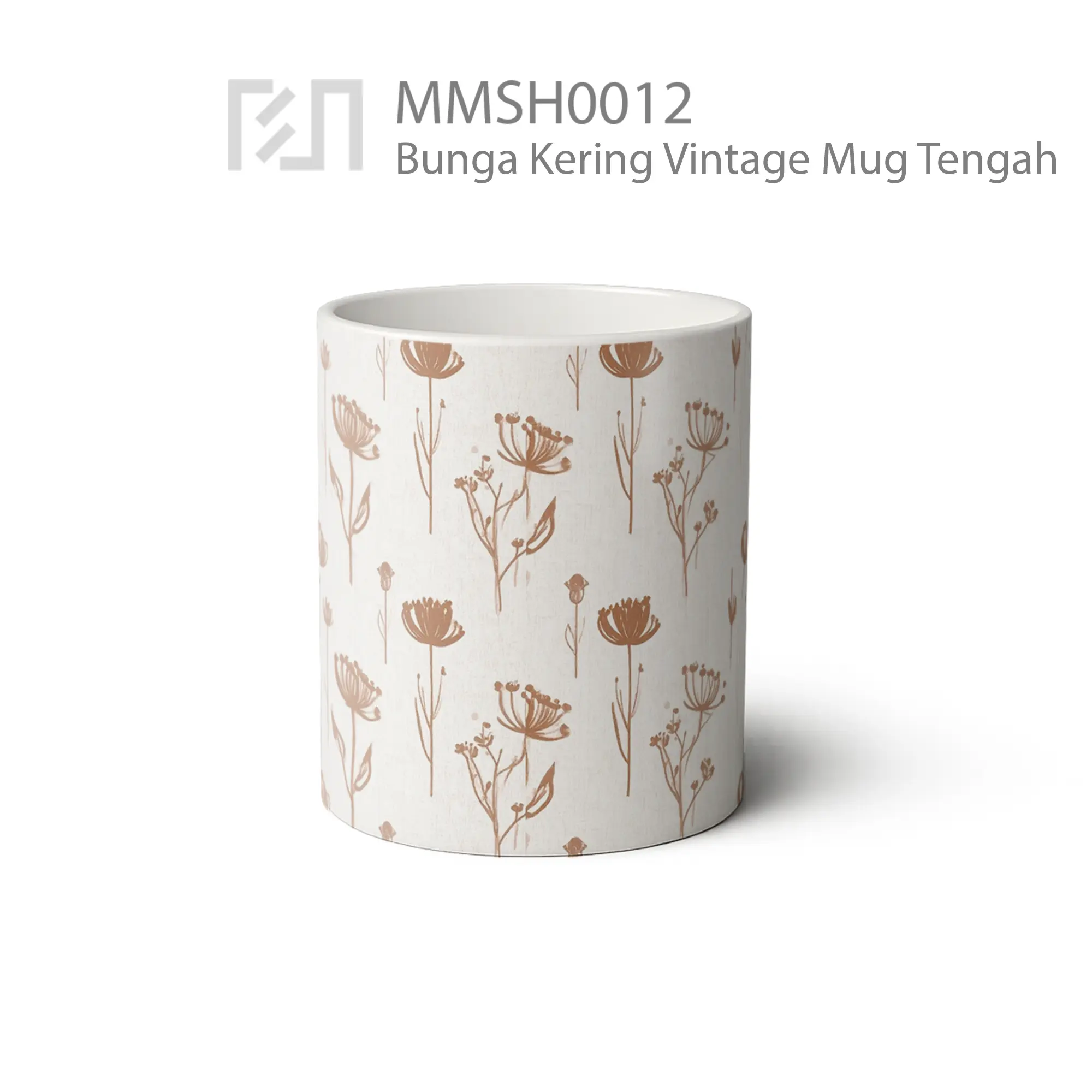 MMSH0012 Bunga Kering Vintage Mug - Tampak Tengah
