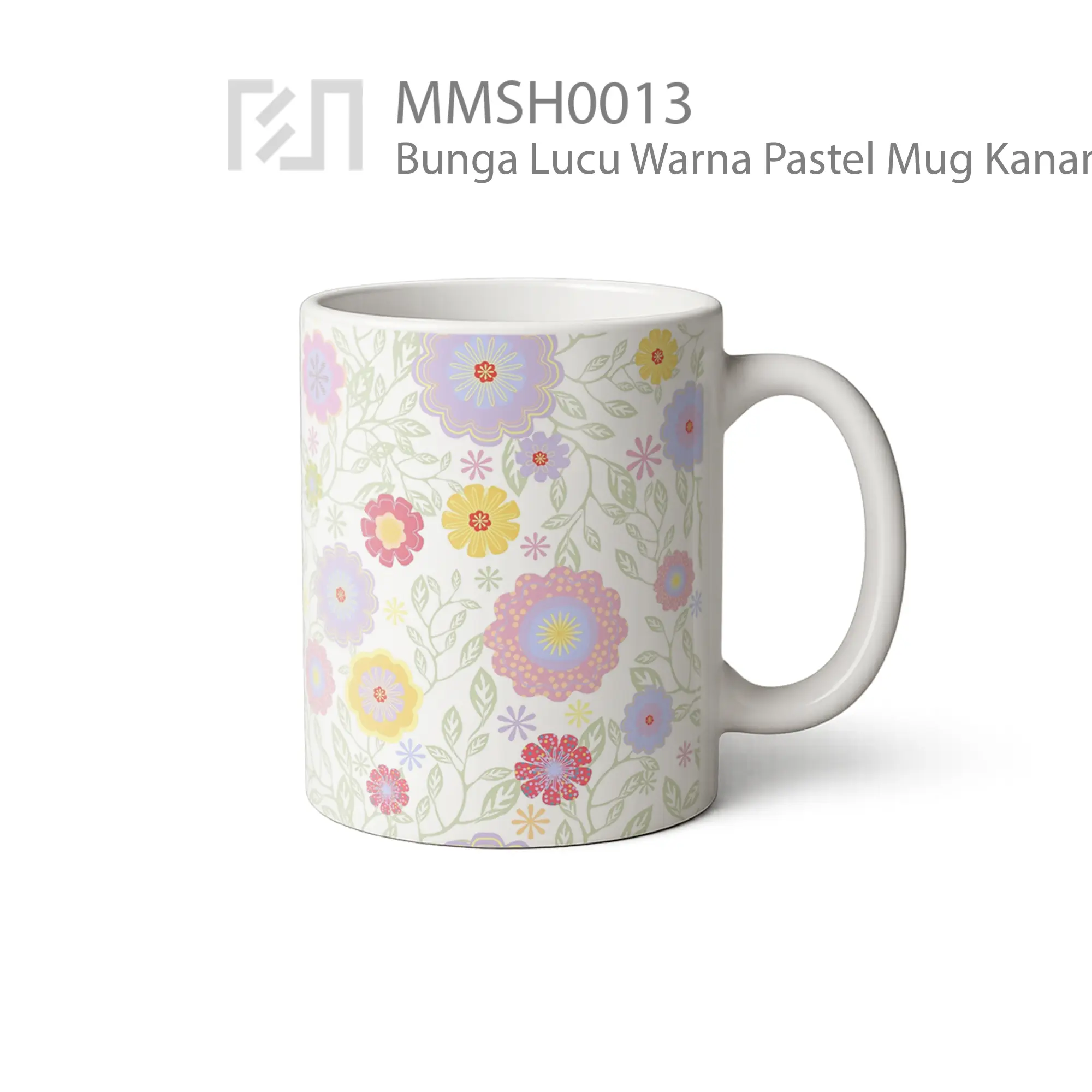 MMSH0013 Bunga Lucu Warna Pastel Mug - Tampak Kanan