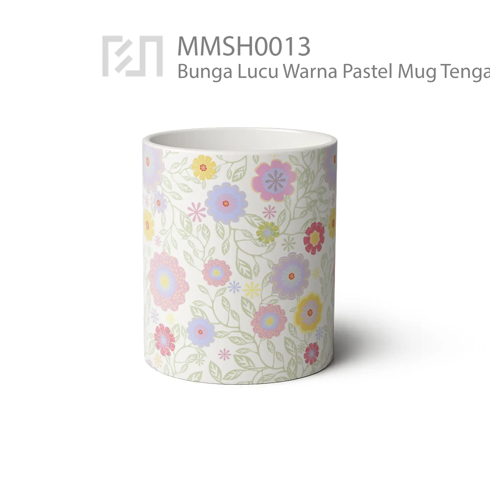 MMSH0013 Bunga Lucu Warna Pastel Mug - Tampak Tengah