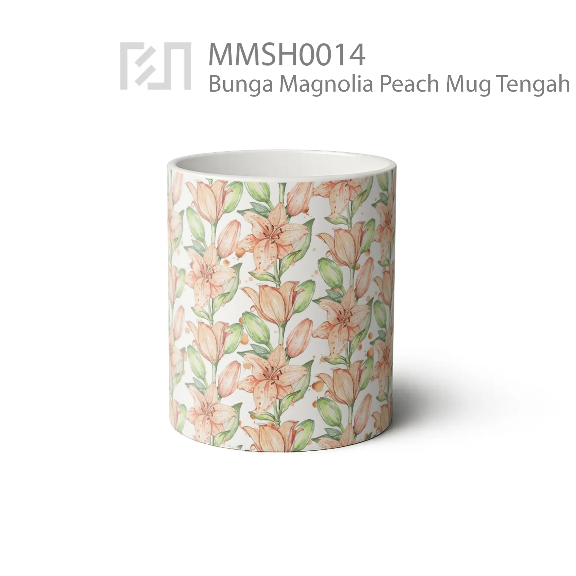 MMSH0014 Bunga Magnolia Peach Mug - Tampak Tengah