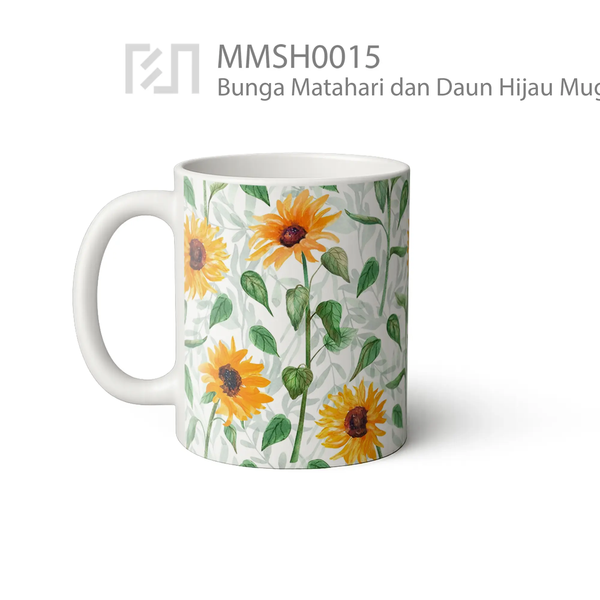 MMSH0015 Bunga Matahari dan Daun Hijau Mug