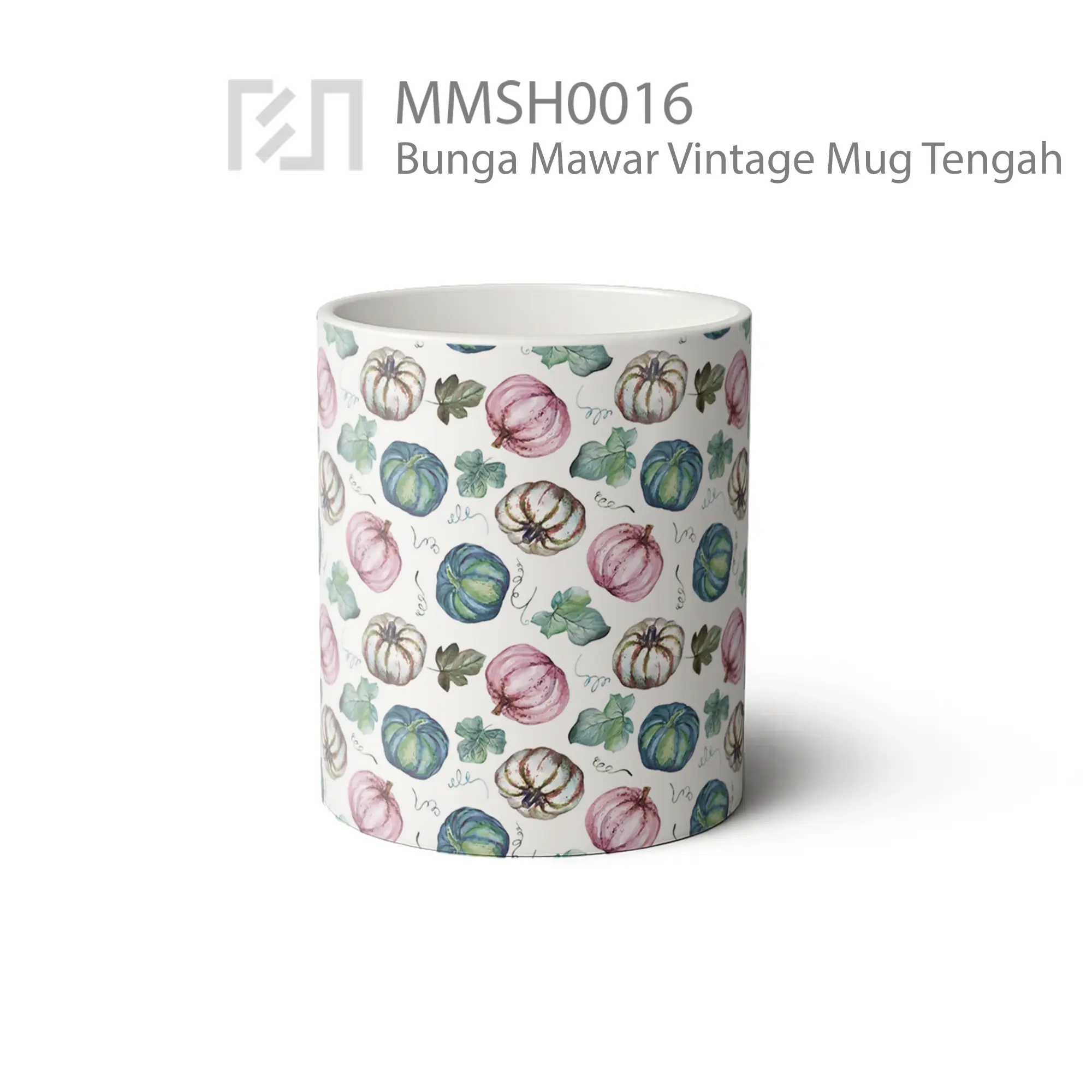 MMSH0016 Bunga Mawar Vintage Mug - Tampak Tengah
