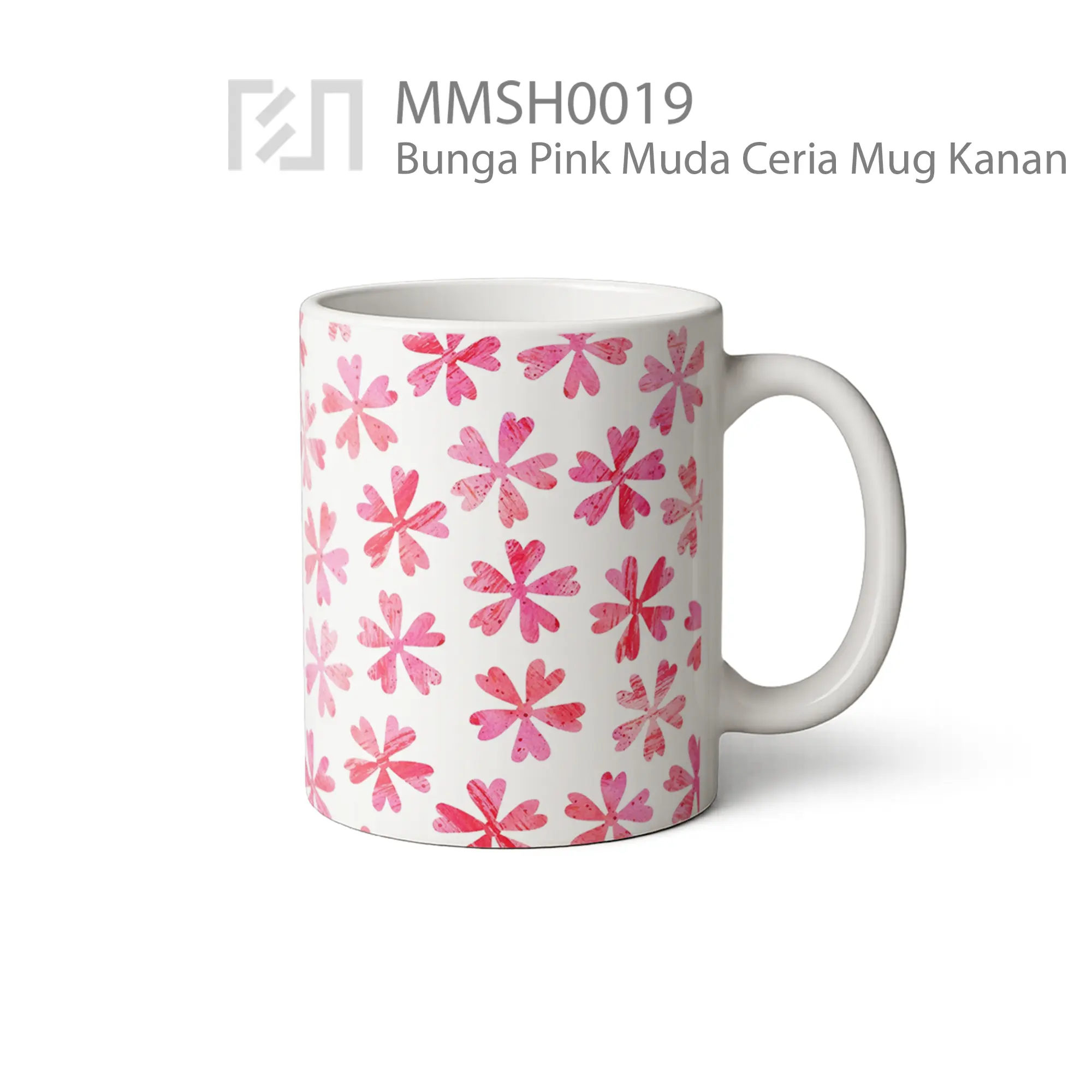 MMSH0019 Bunga Pink Muda Ceria Mug - Tampak Kanan