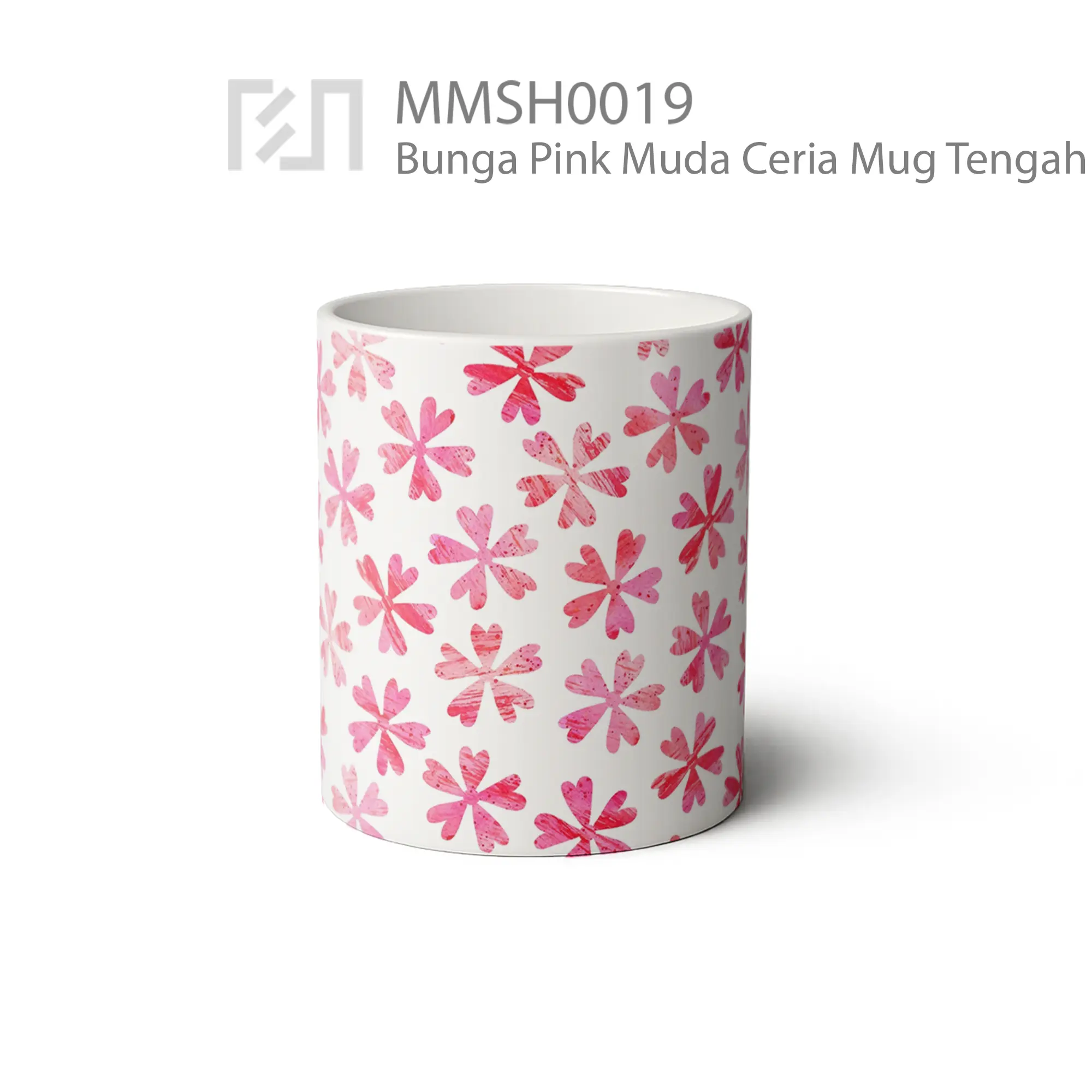 MMSH0019 Bunga Pink Muda Ceria Mug - Tampak Tengah