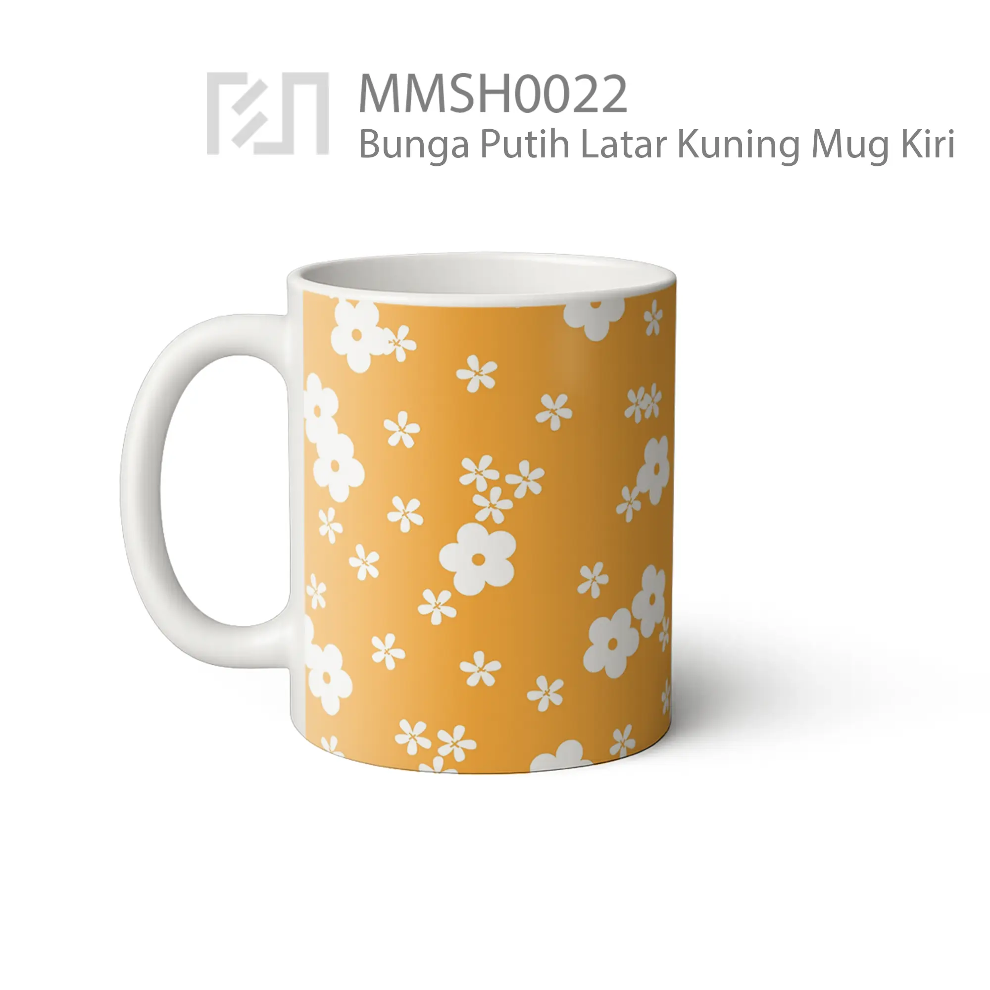 MMSH0022 Bunga Putih Latar Kuning Mug