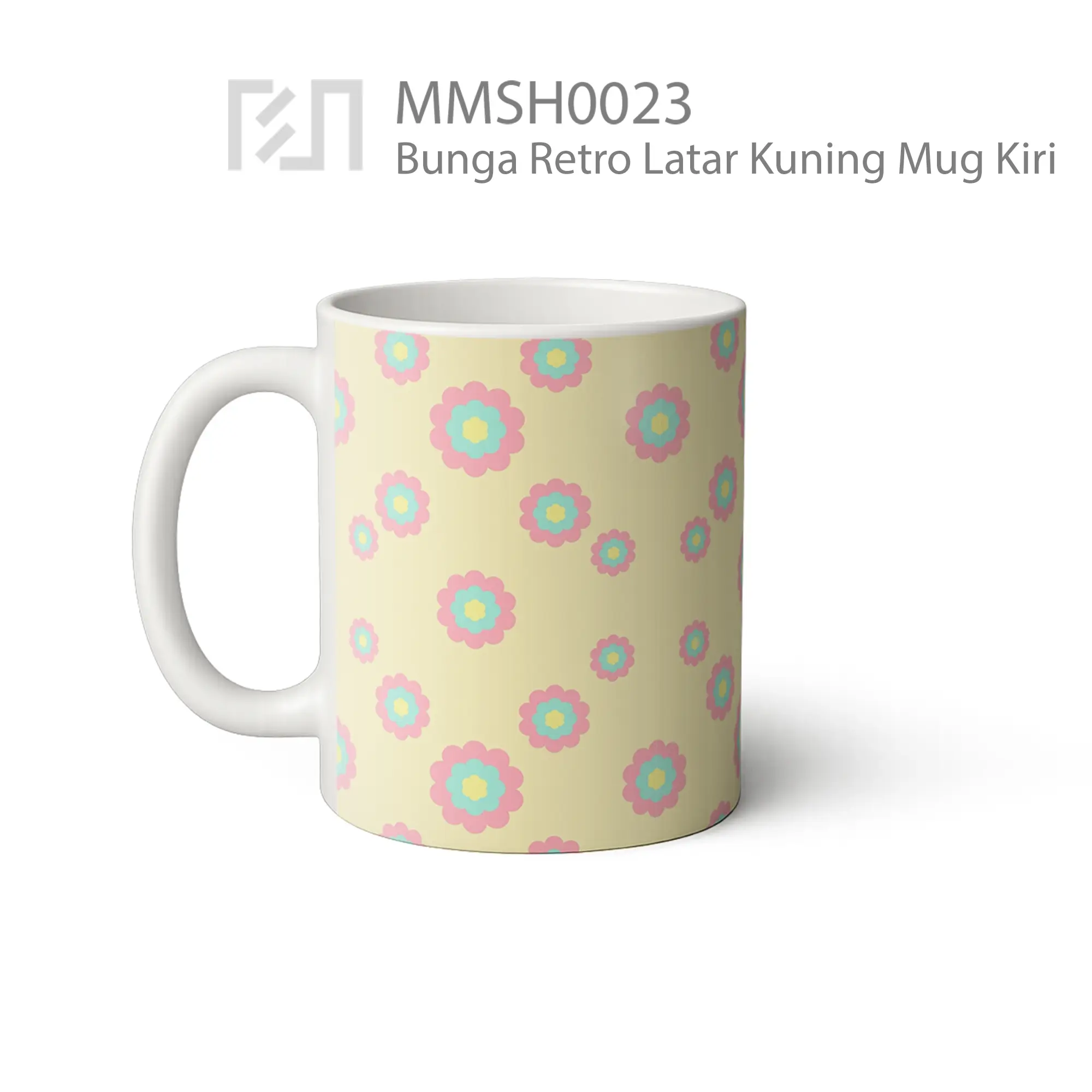 MMSH0023 Bunga Retro Latar Kuning Mug