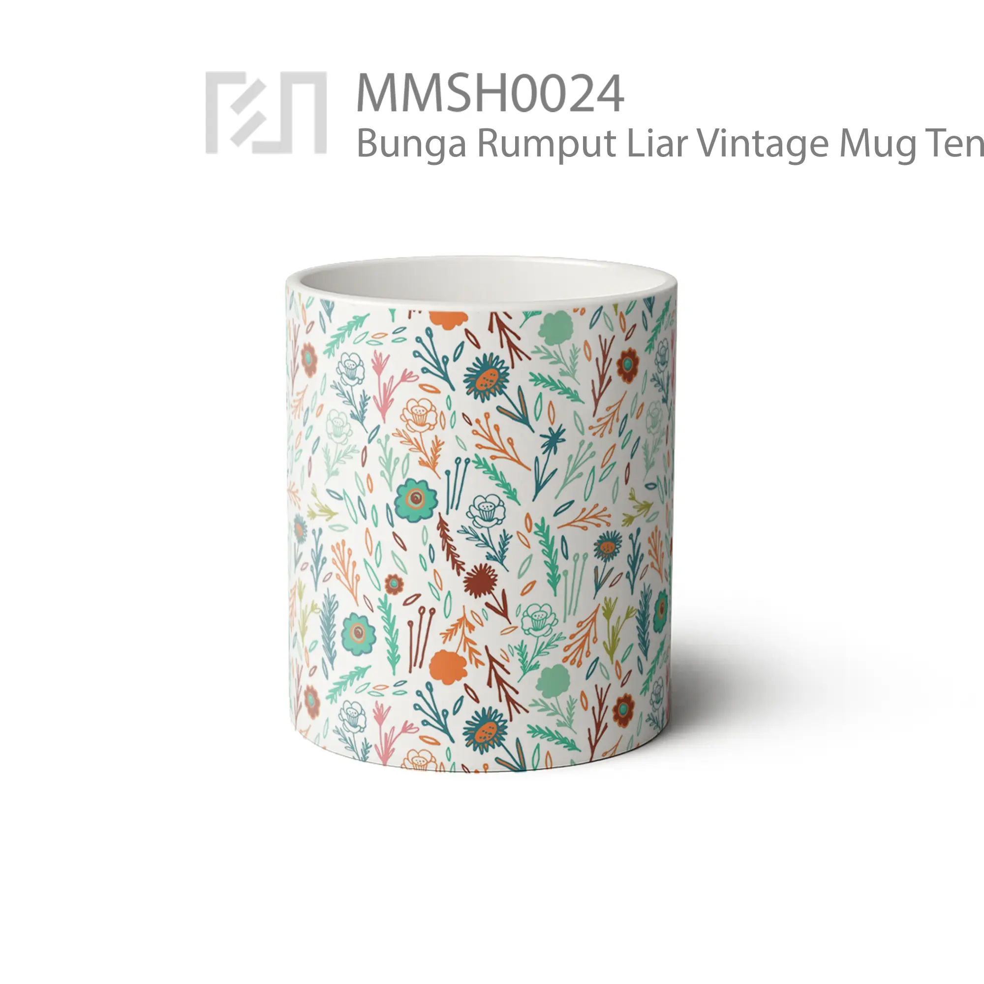MMSH0024 Bunga Rumput Liar Vintage Mug - Tampak Tengah