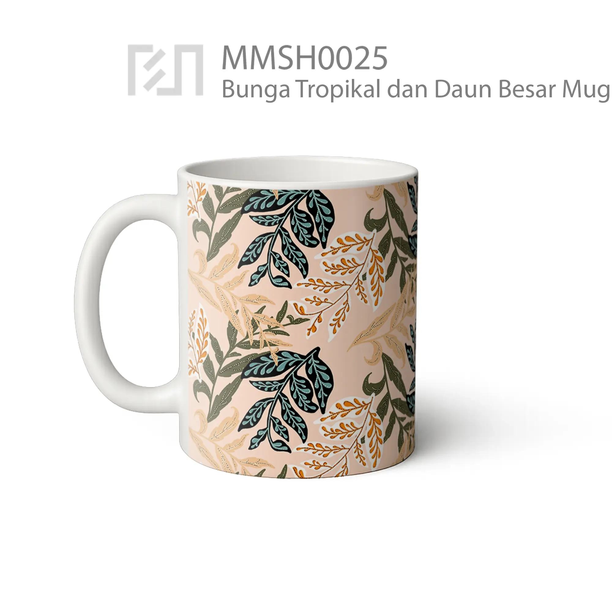 MMSH0025 Bunga Tropikal dan Daun Besar Mug