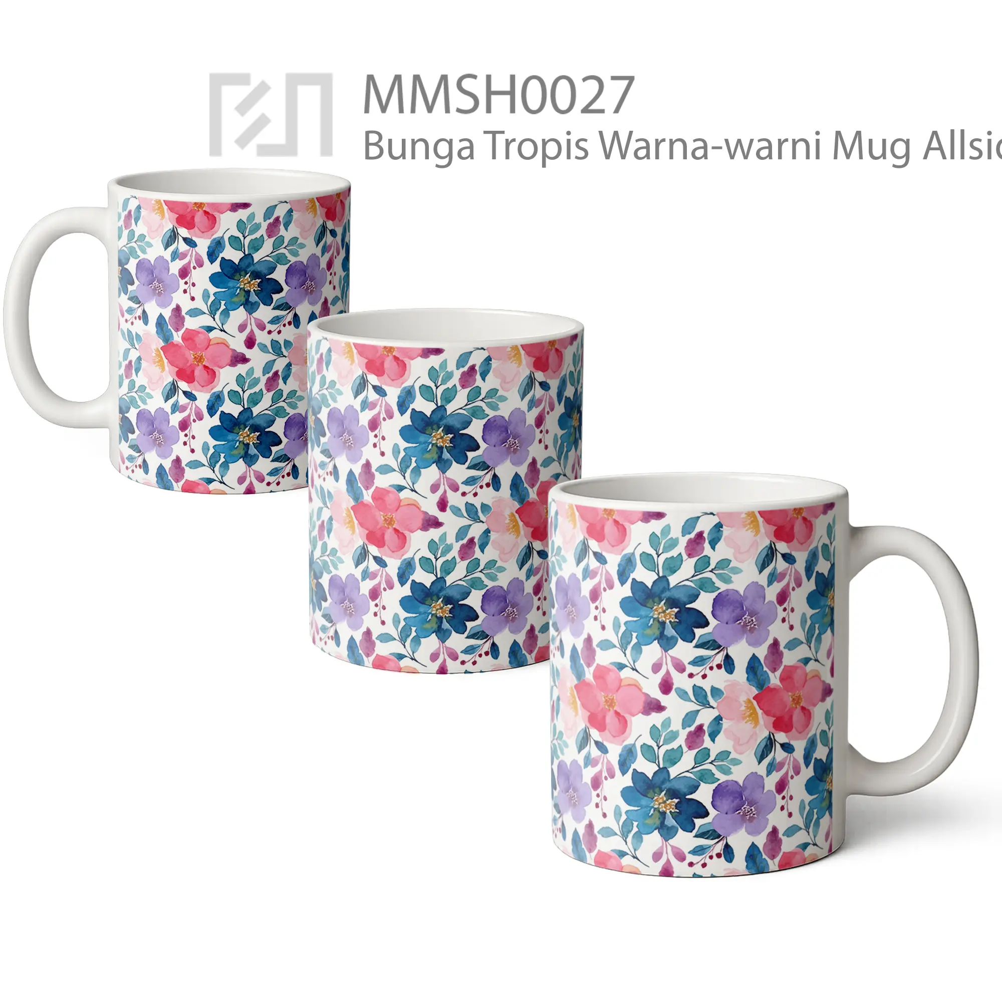 MMSH0027 Bunga Tropis Warna-warni Mug - All-side / Desain