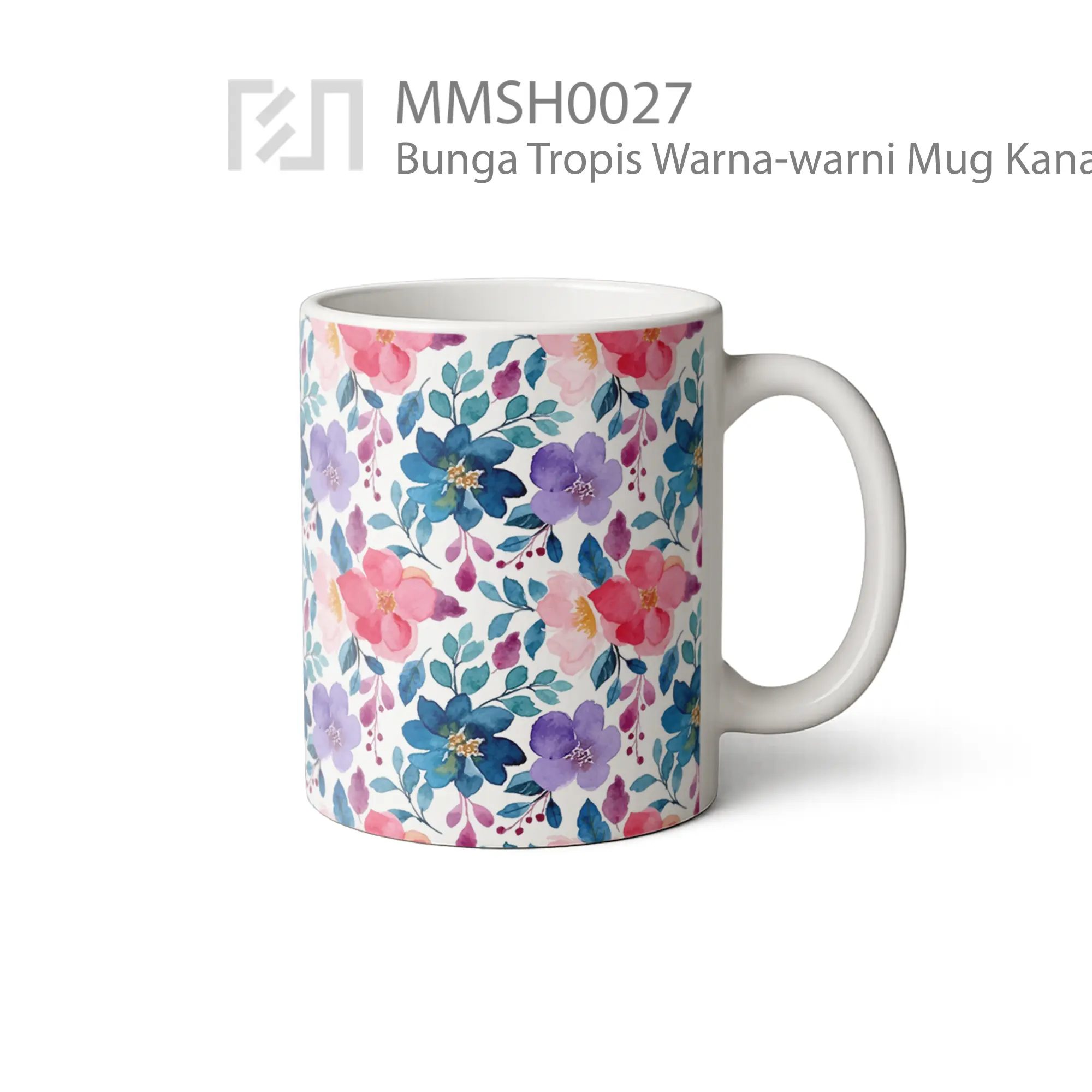 MMSH0027 Bunga Tropis Warna-warni Mug - Tampak Kanan