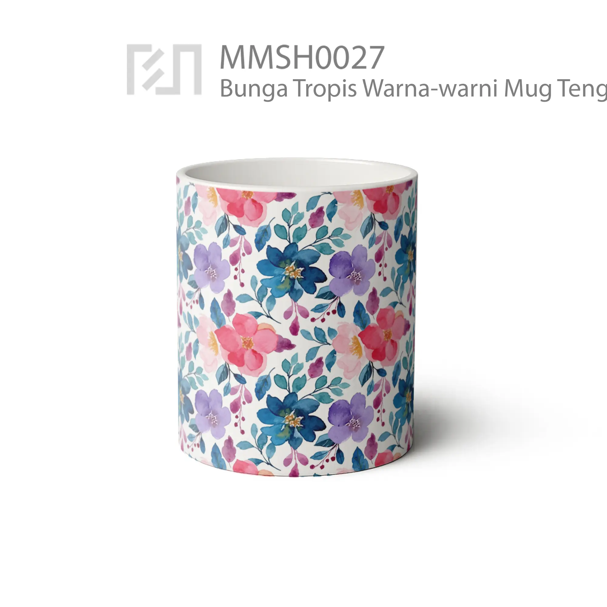 MMSH0027 Bunga Tropis Warna-warni Mug - Tampak Tengah