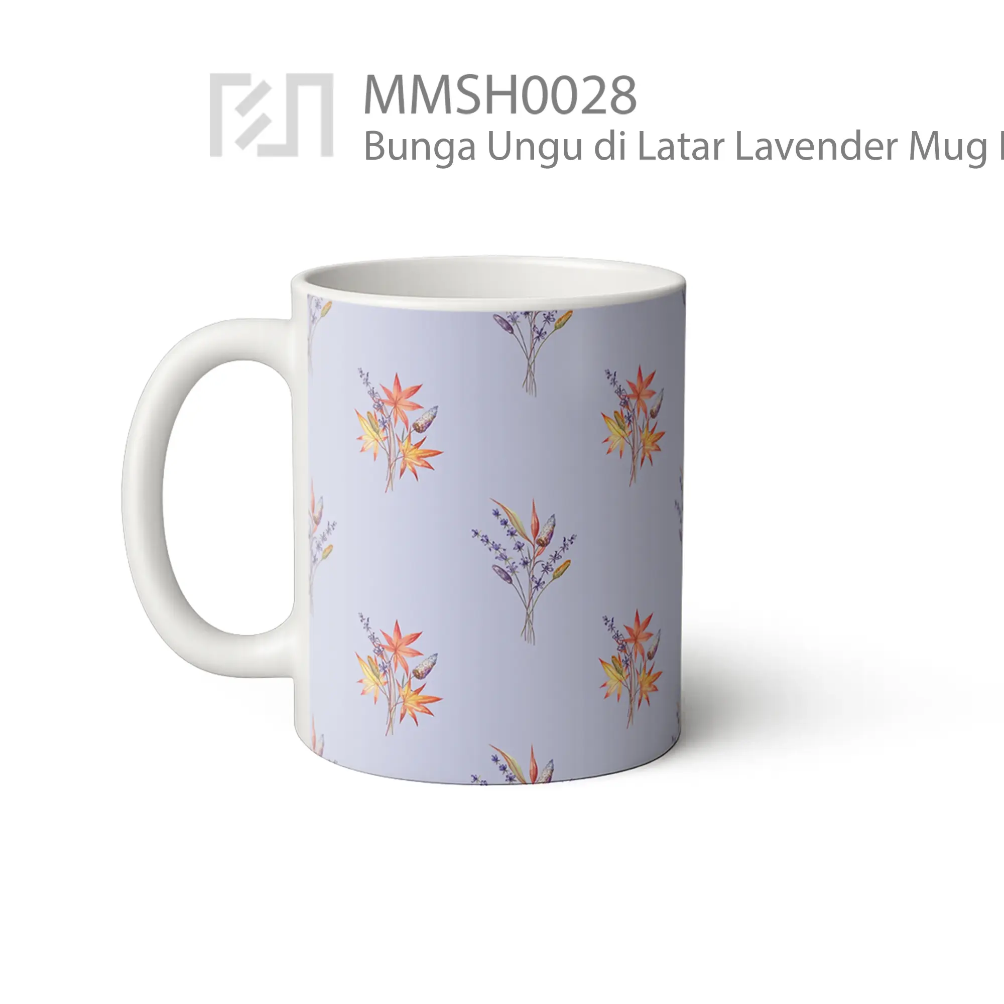 MMSH0028 Bunga Ungu di Latar Lavender Mug