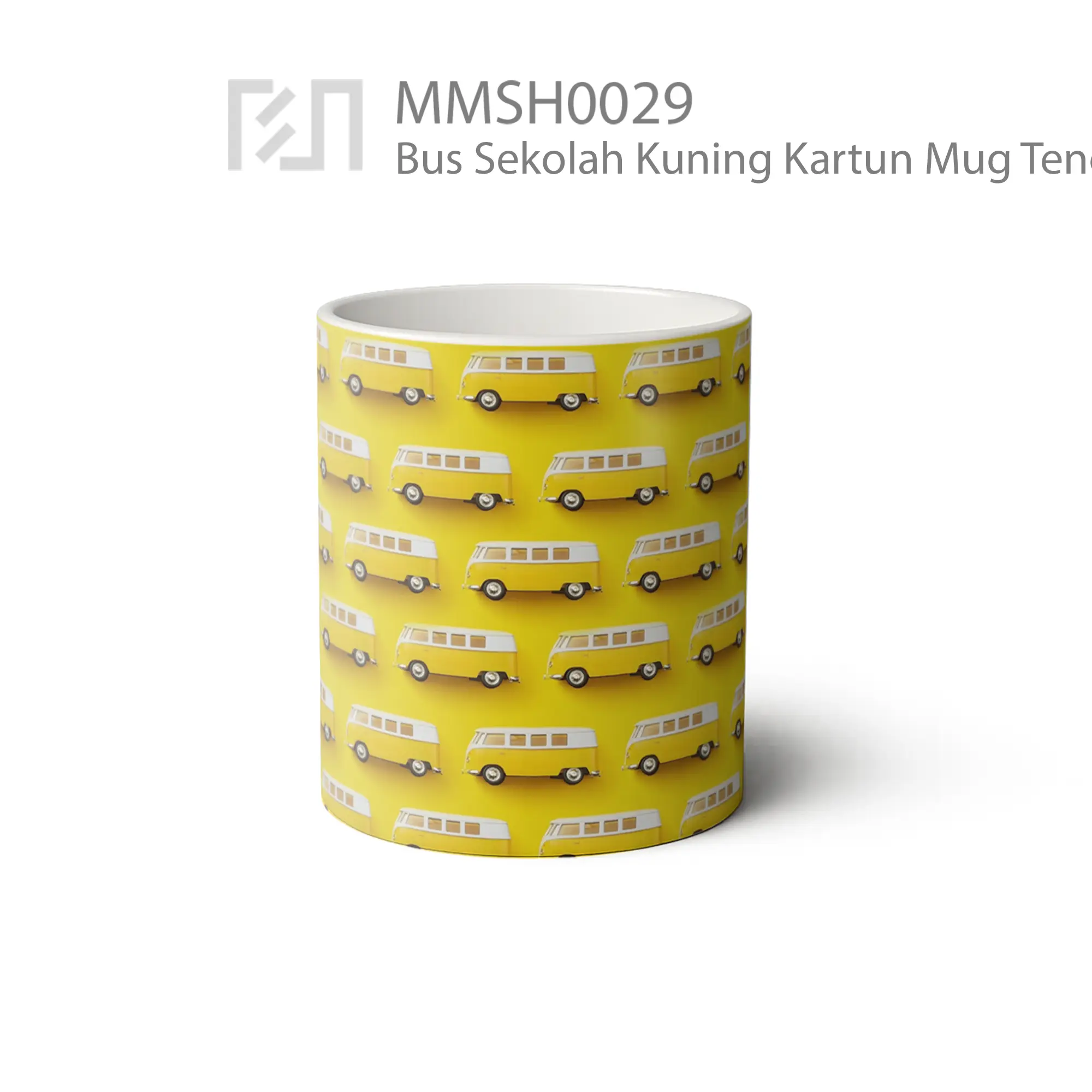 MMSH0029 Bus Sekolah Kuning Kartun Mug - Tampak Tengah