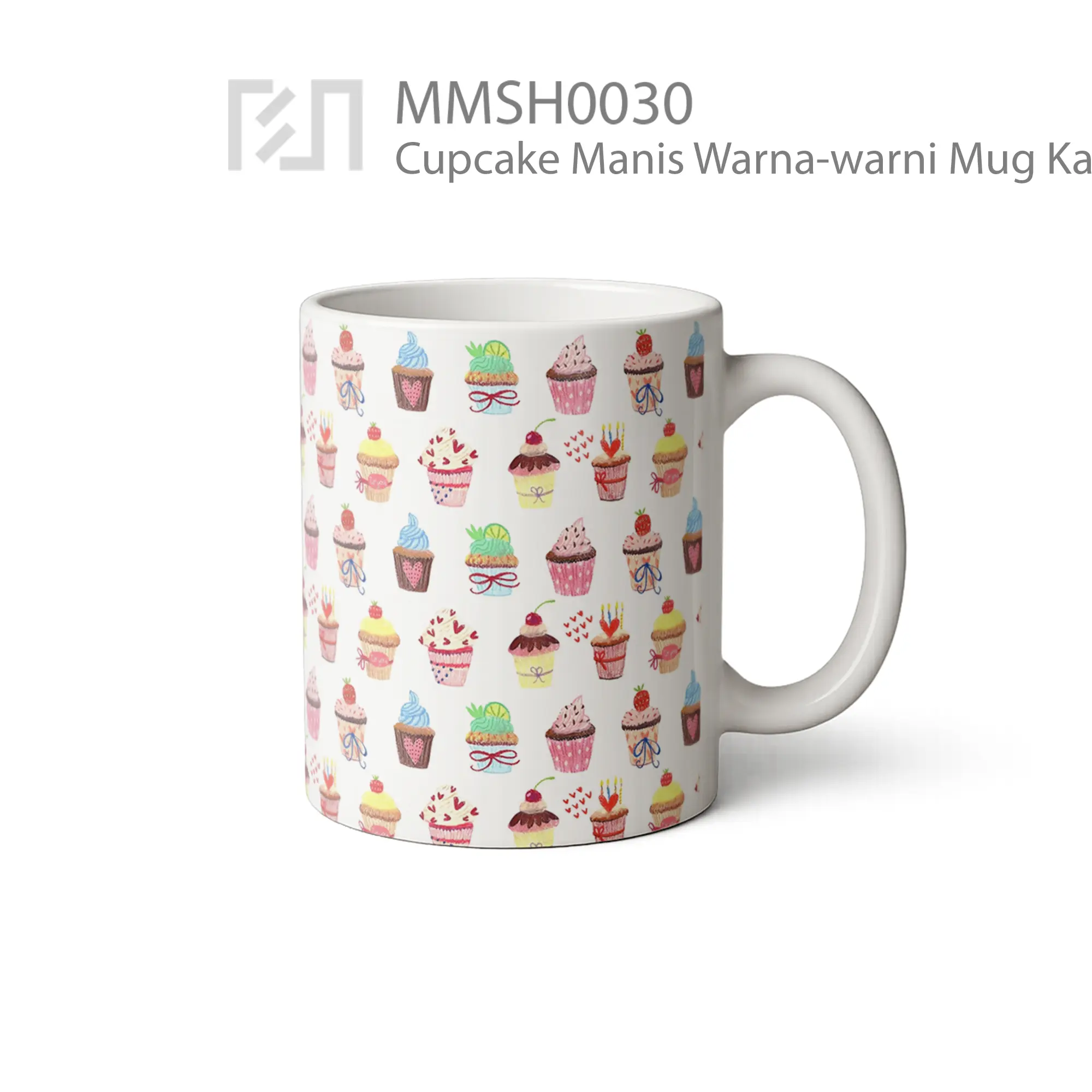 MMSH0030 Cupcake Manis Warna-warni Mug - Tampak Kanan