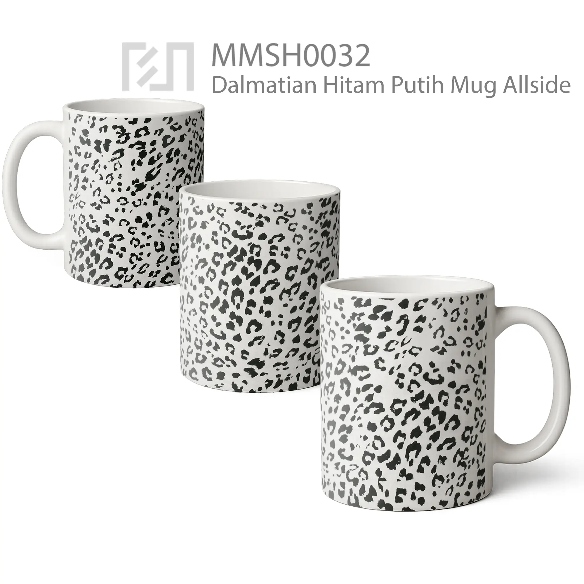 MMSH0032 Dalmatian Hitam Putih Mug - All-side / Desain