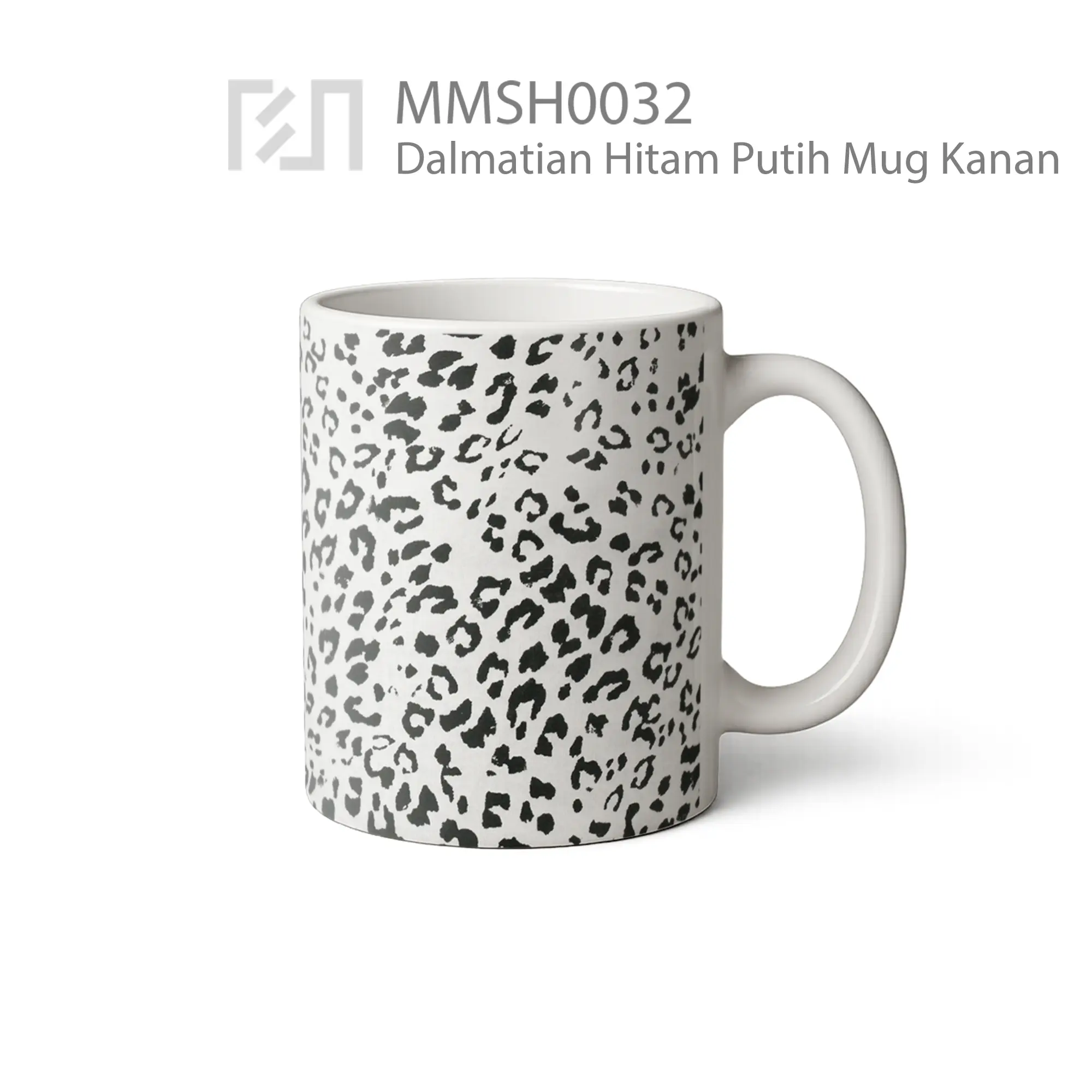 MMSH0032 Dalmatian Hitam Putih Mug - Tampak Kanan