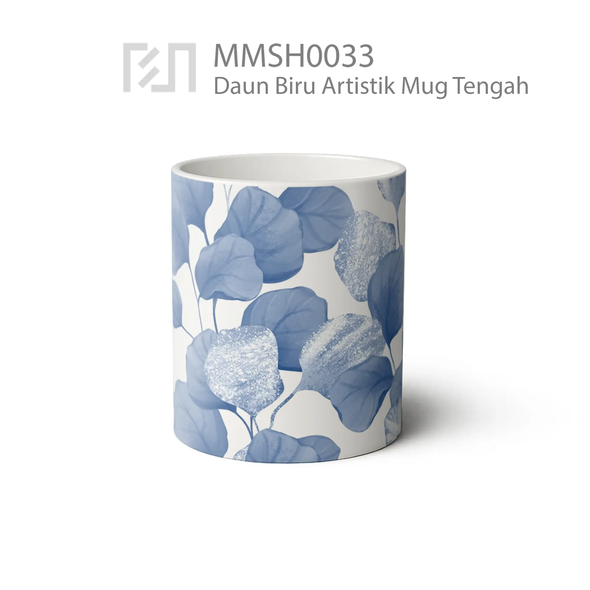 MMSH0033 Daun Biru Artistik Mug - Tampak Tengah